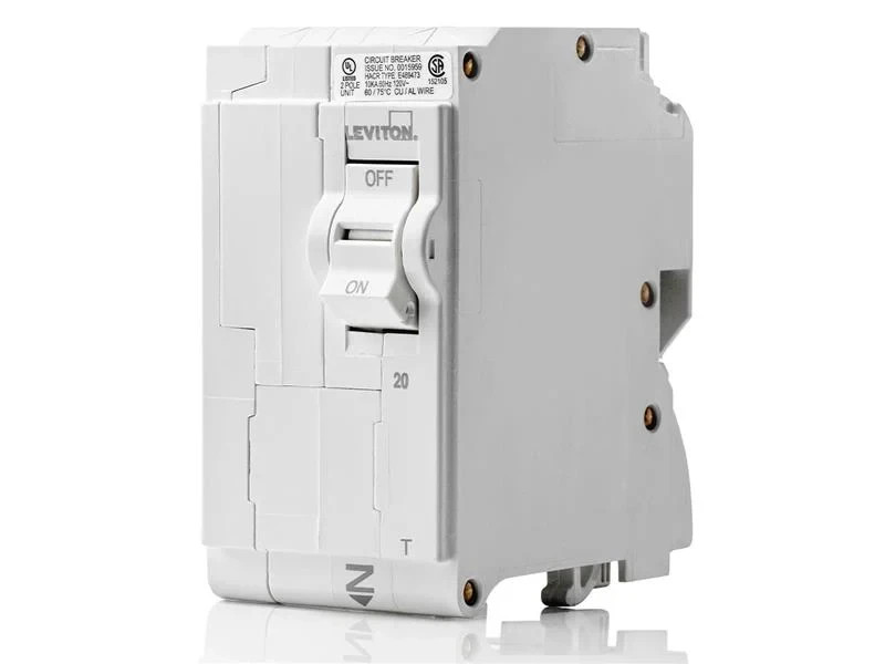 Leviton LB220-T 20A 2-Pole Plug-On Standard Branch Circuit Breaker, PACK OF 5