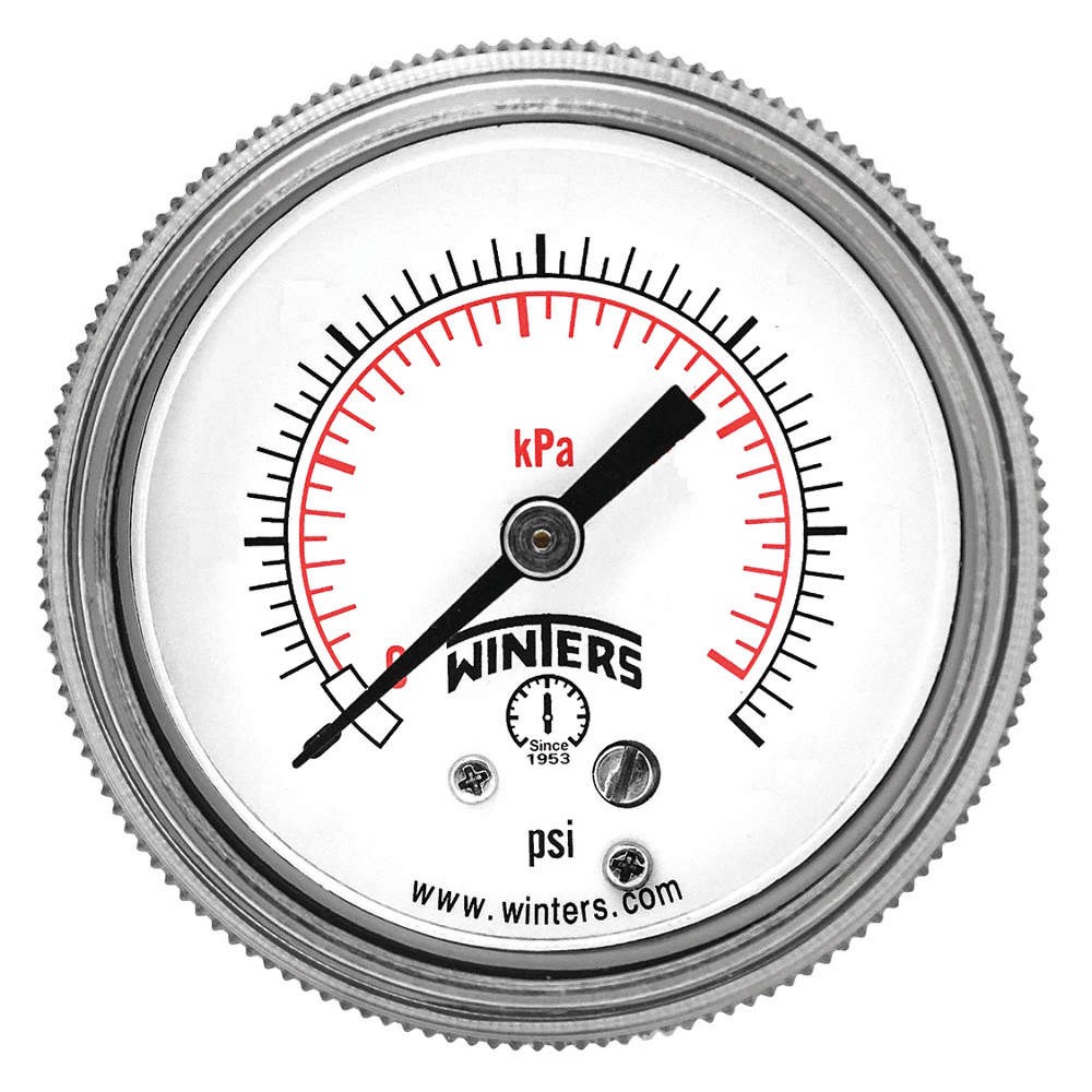 WINTERS P9S901456 Pressure Gauge,3-1/2″ Dial Size,Black 491F27