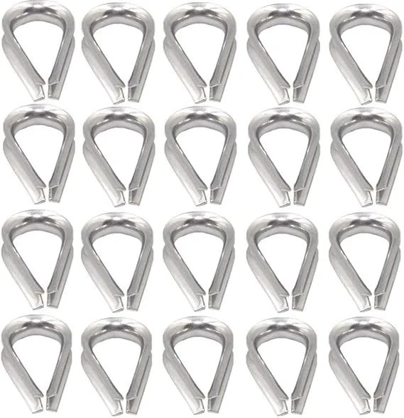 YAMASO 20pcs 1/4» M6 Stainless Steel Thimble for Diameter Wire Rope Cable
