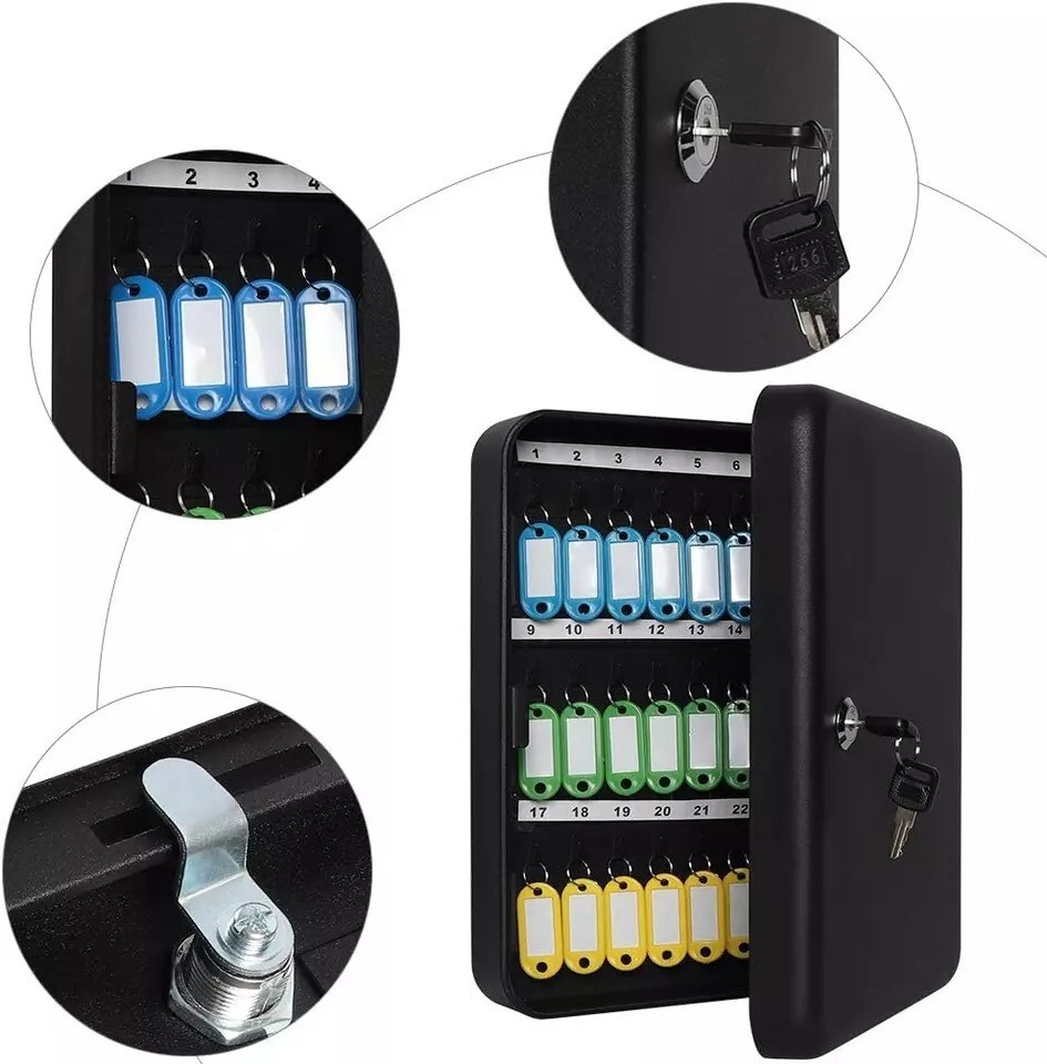 Key Cabinet Wall Mount Key Lock Box with Key Management Locking Key Organizer