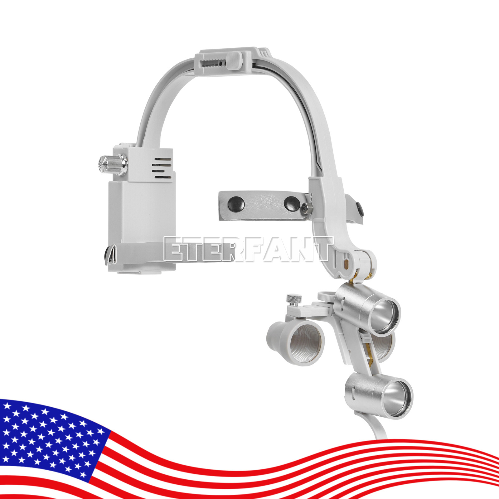 ETERFANT Dental 3.5X Surgical Headband Binocular Loupes+5W LED Head Light 2 Leds