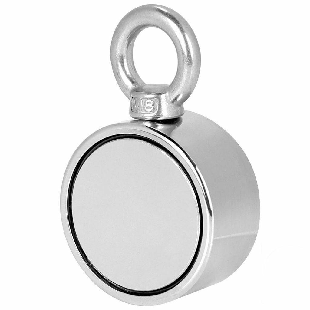 500LBS Round Double Sided Super Strong Neodymium Fishing Magnets with Rope Pull