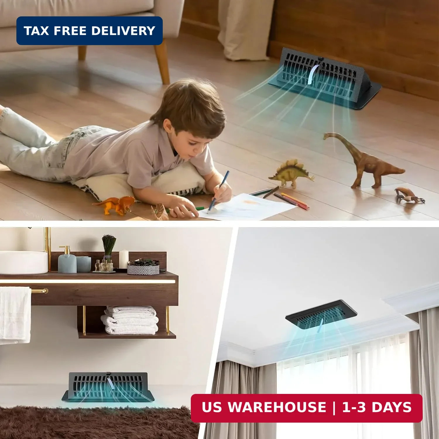 2 Pack Vent Deflectors & Floor Vent Covers for Home Floor 4 x 10 inch, Upgraded