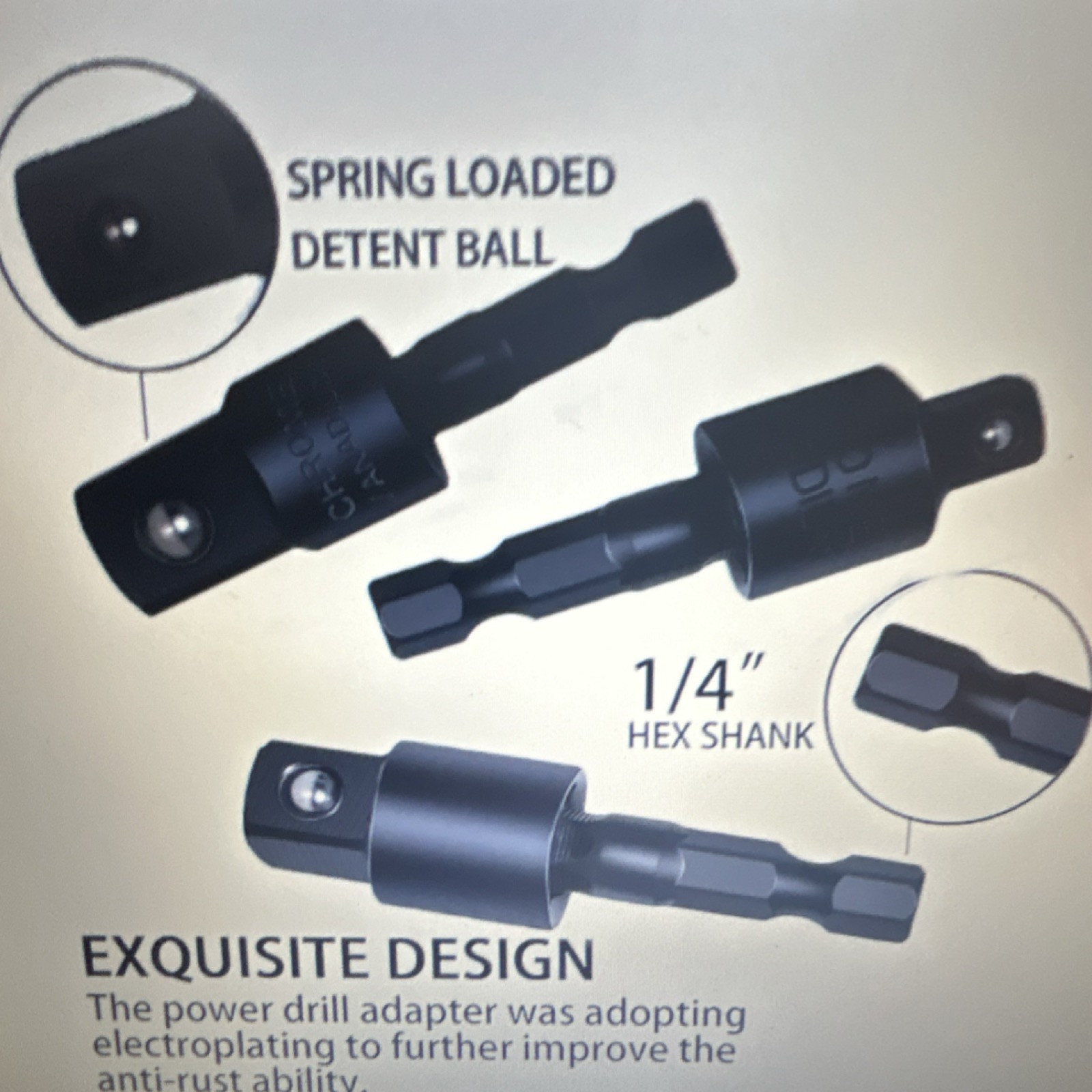 Hex Shank Drill Bit Adapter Set, 105° Right Angle, 1/4 3/8 1/2 Socket, Rotatable