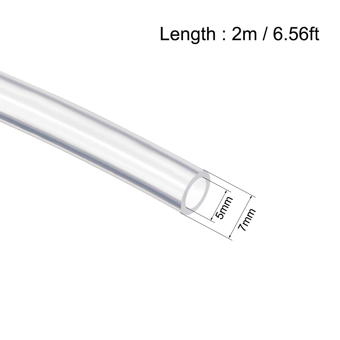 Silicone Tubing 5mm ID X 7mm OD 6.6ft 2m Flexible Silicon Rubber Tube Clear