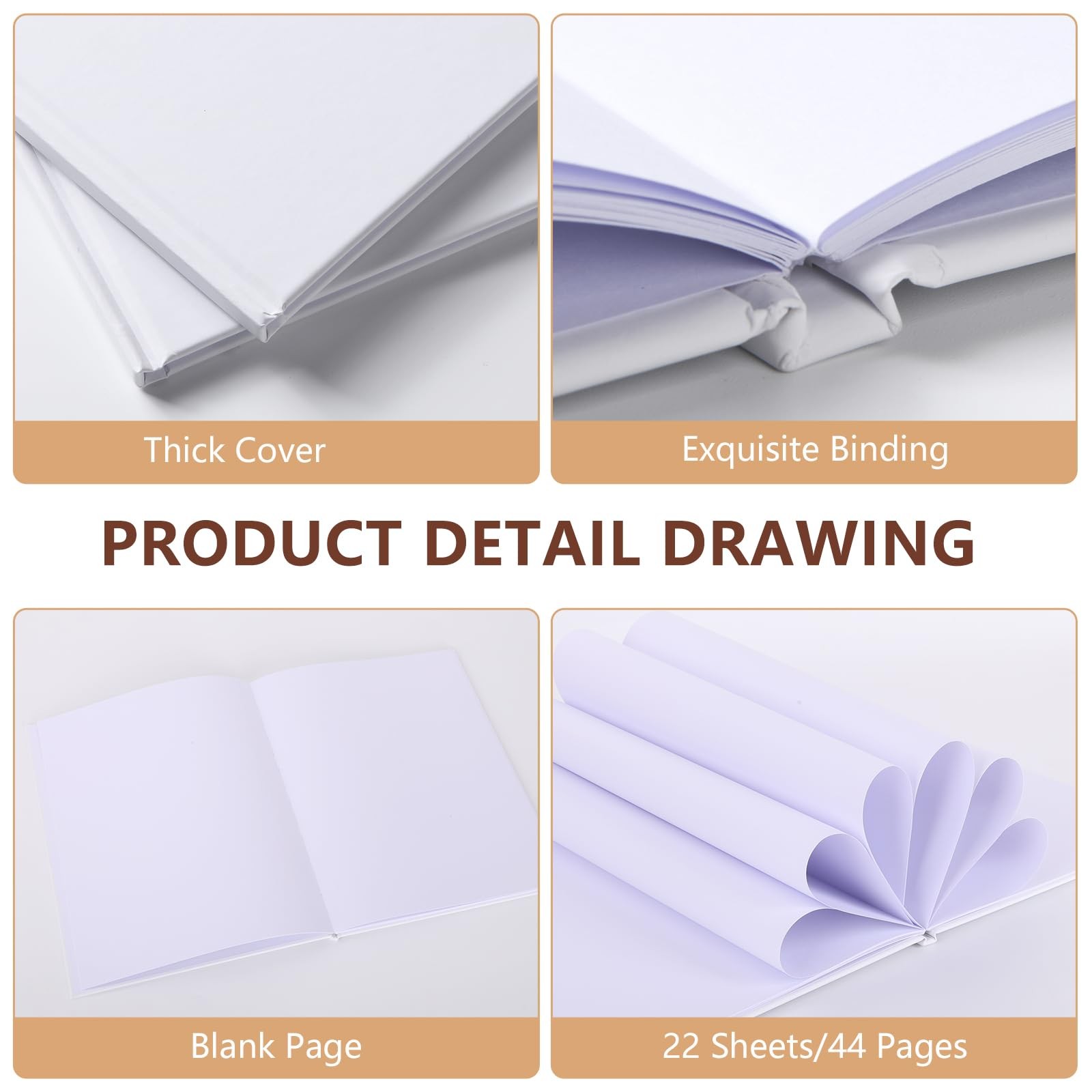 zmybcpack 6 Pack Hardcover Blank Book 8.5×11 inch, Hardcover Blank Book for S…