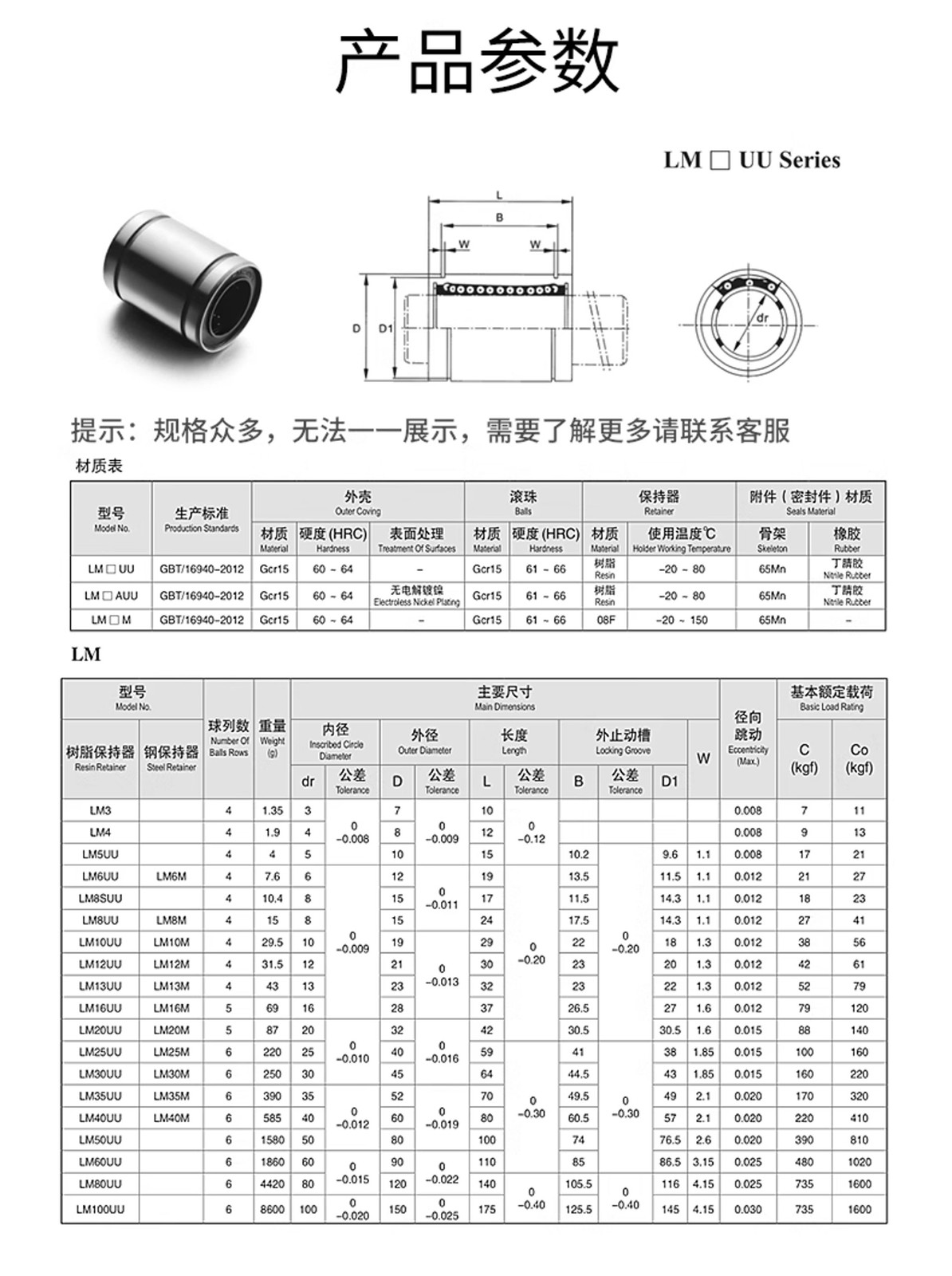 Closed Linear Ball Bearing Bushing Nitrile Rubber Seals LM3UU~LMK40LUU ID3-40MM