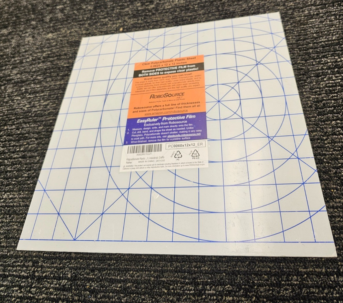 (QTY 11) Polycarbonate Clear Plastic Sheet 12″X12″X.0625″ 1/16″ Exact EasyRuler