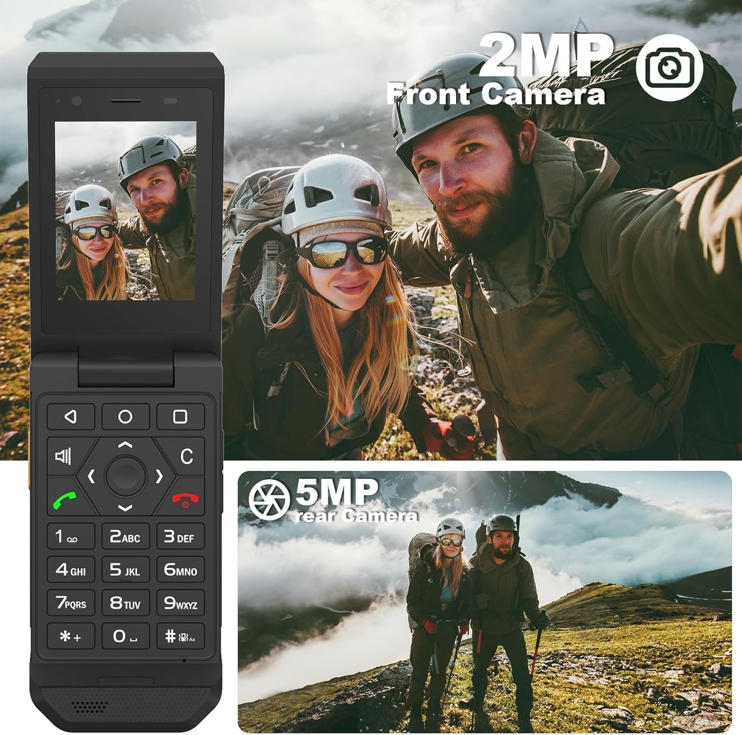 Unifone S22 Rugged Flip Phone Android 11 IP68 4G LTE Unlocked Smart Cell Phone
