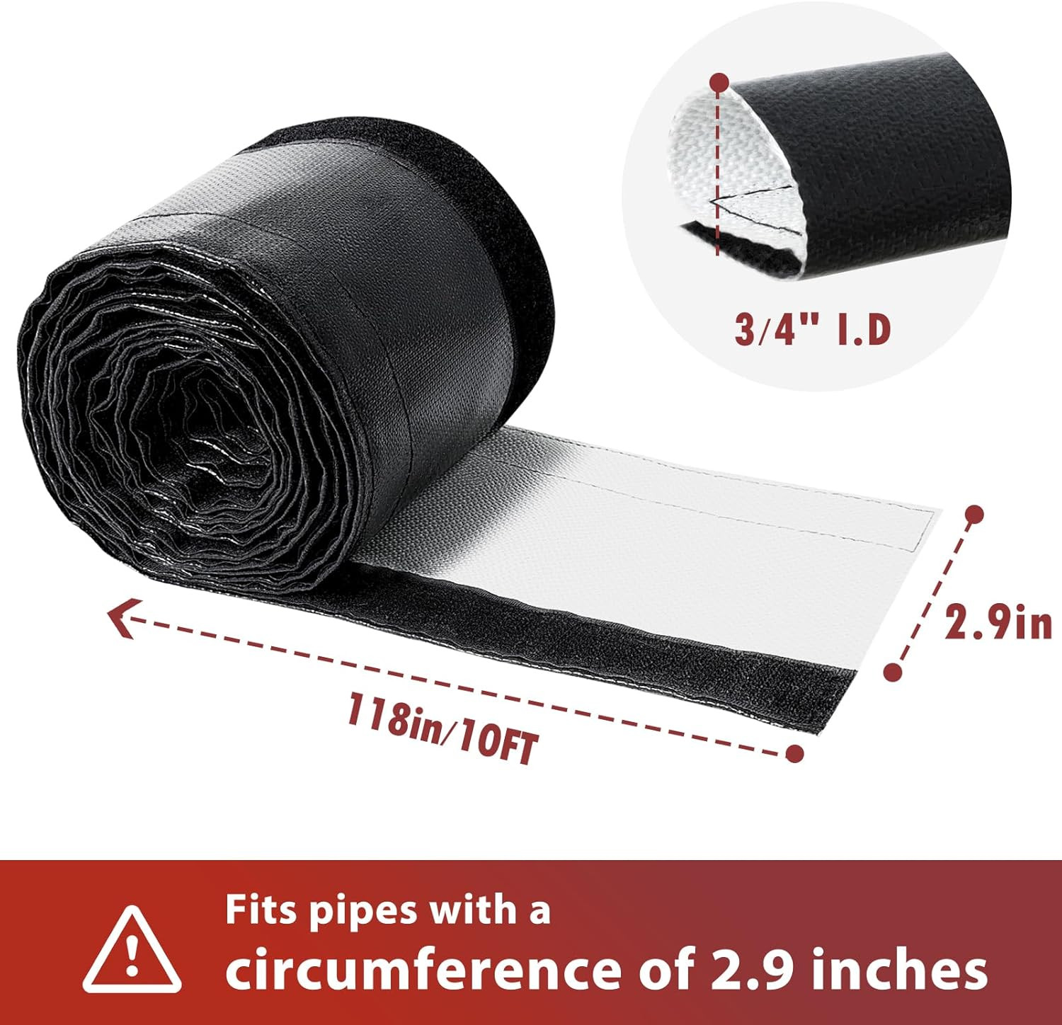 Wire Heat Shield Wrap for Car Hose Lines, 3/4″ I.D. X 10FT, Black | 1022°F Heat-