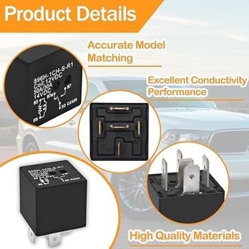 Automotive Relay (Pack of 4) – 12VDC 50AMP 5-Pin Relay Quic Number of Items: 4