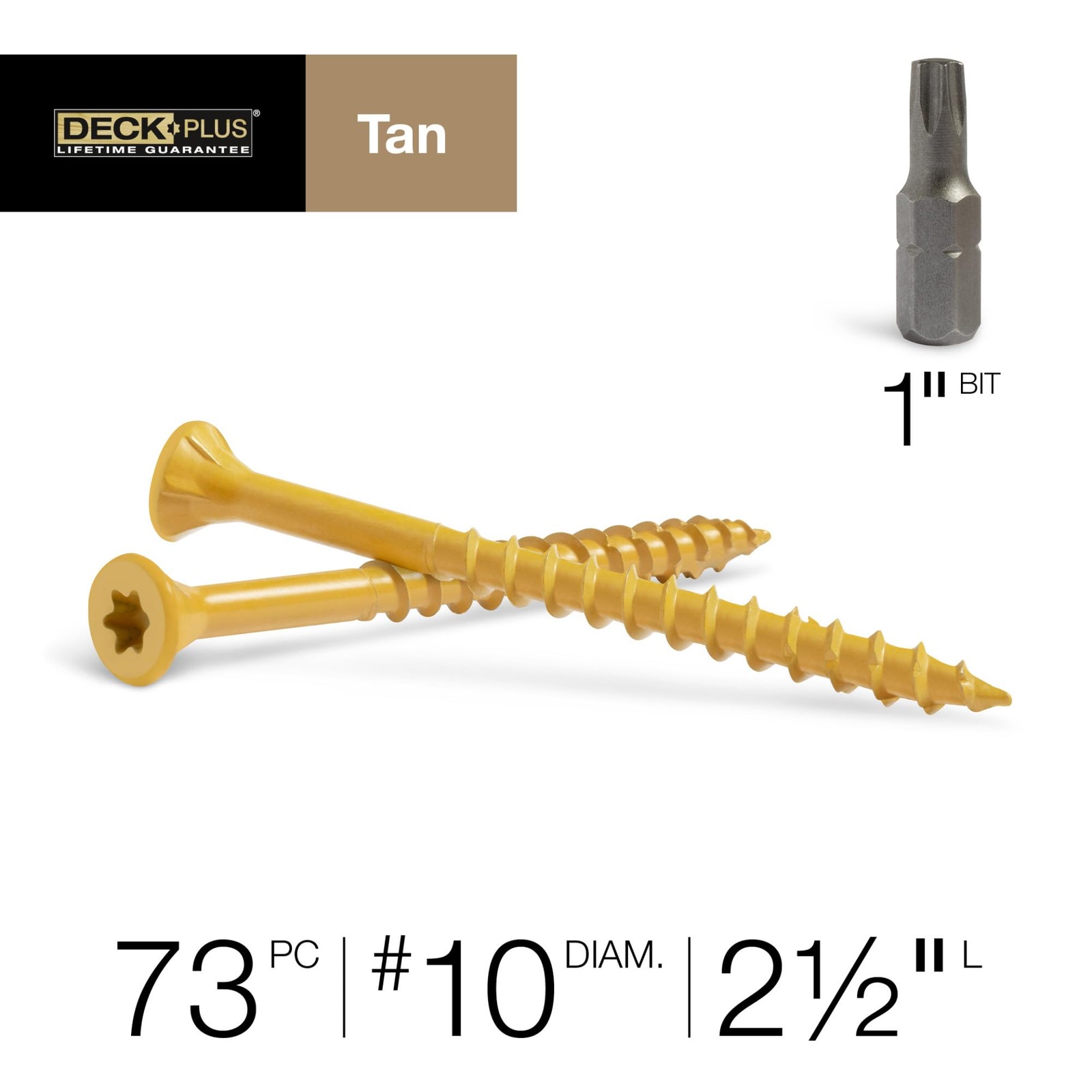 Deck Plus 2-1/2 Inch Epoxy Coated Exterior Wood and Fence Screws #10 x 2-1/2″…