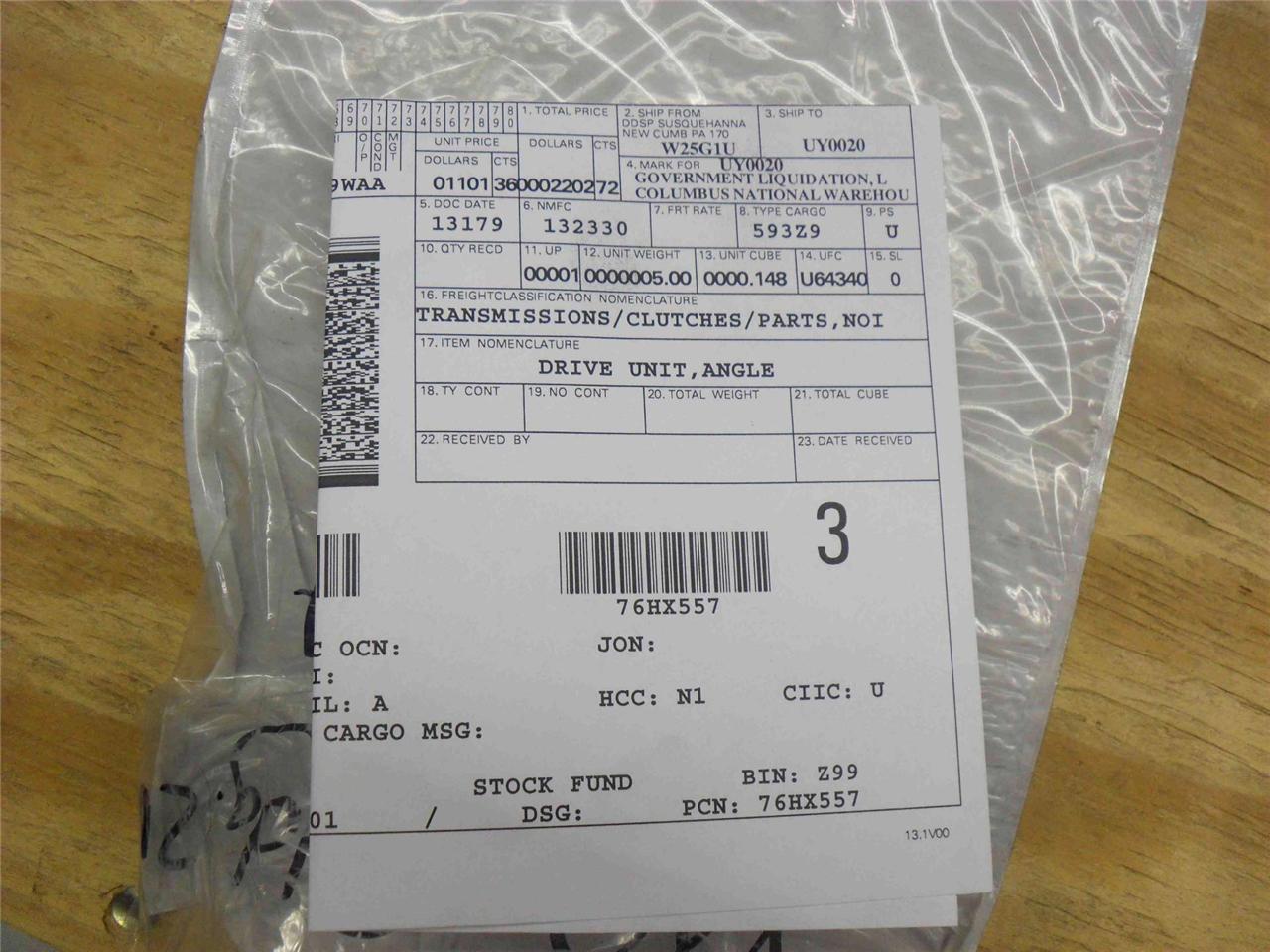 Steam Turbine Angle Drive Unit 12159-703 3010-01-297-7874 NEW
