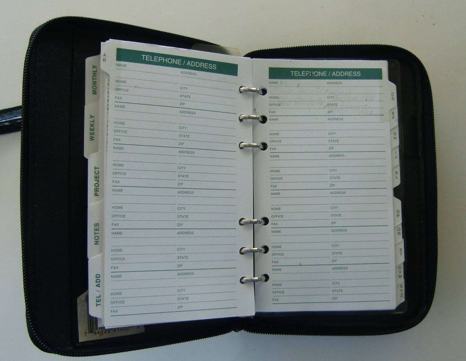 Six Ring Monthly/Weekly black leather planner