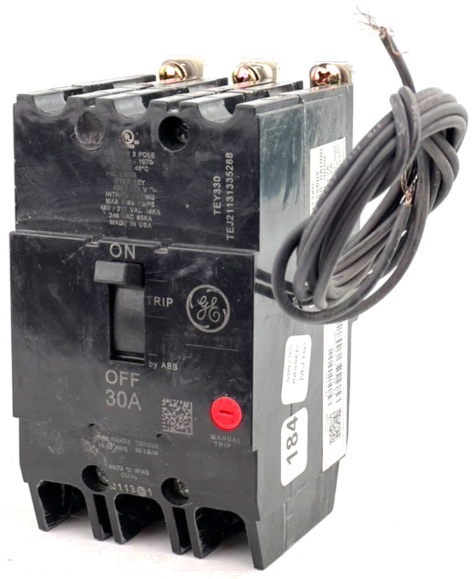 GE TEY330ST12 30 Amp 3 Pole Shunt Trip Circuit Breaker 480/277V Bolt On — QTY 1