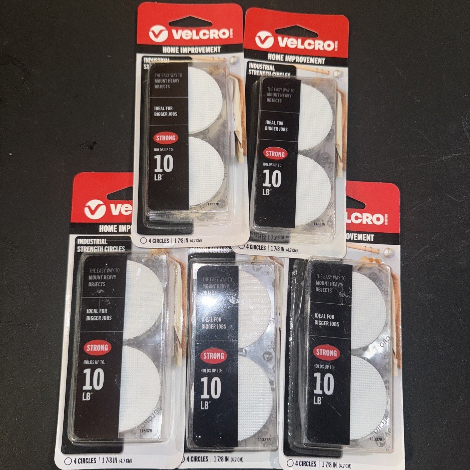 (5) Velcro 1-7/8 in. Industrial Strength White Coins (4-Pack)