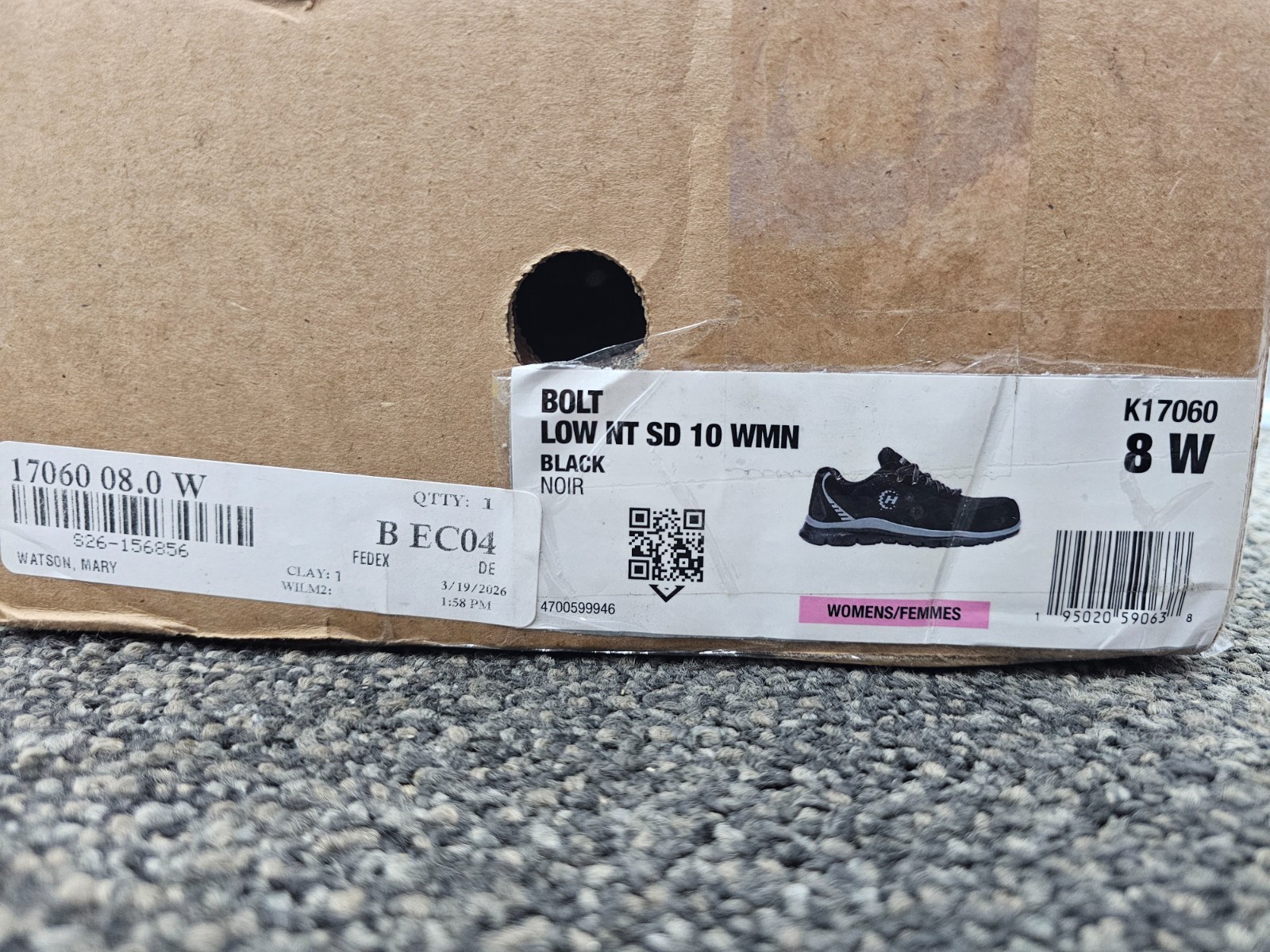 Hytest K17060 Women’s Bolt NT SD Women’s Safety Shoes Black Size 8 W