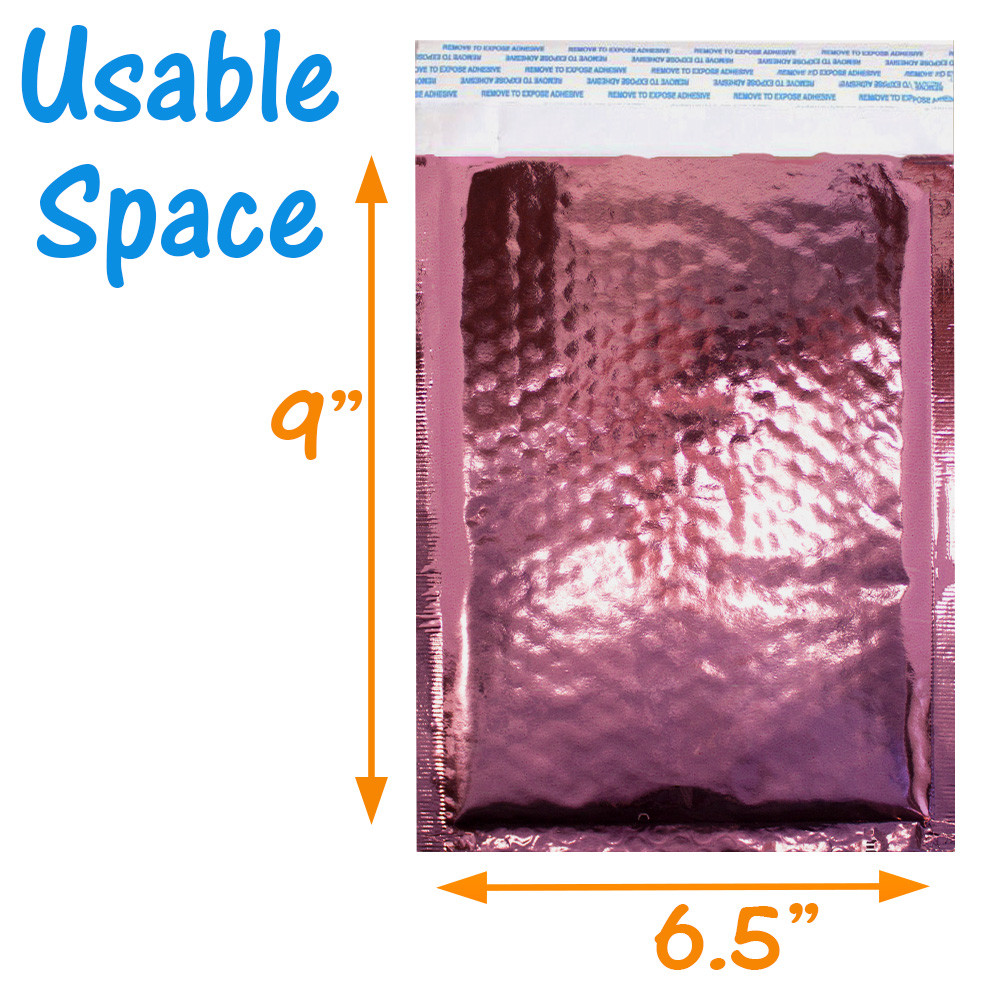 6×10 Pink & Hologram Metallic Bubble Mailers Holographic Air Shipping Envelopes