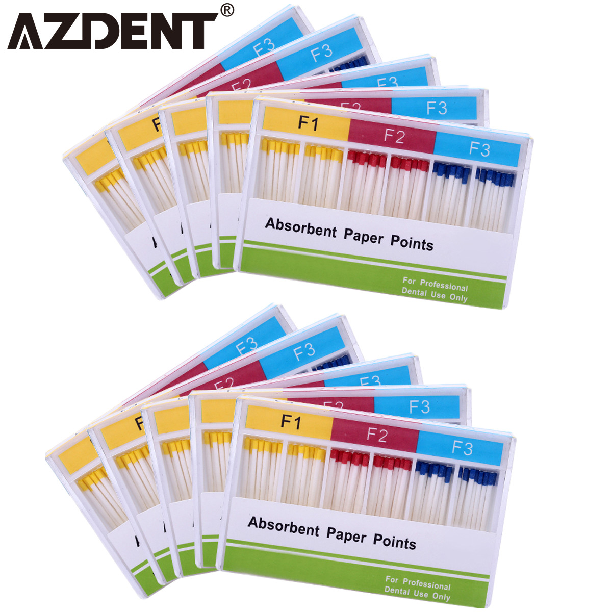 10X AZDENT Dental Root Endo Absorbent Paper Points Tips F1 F2 F3 Mixed