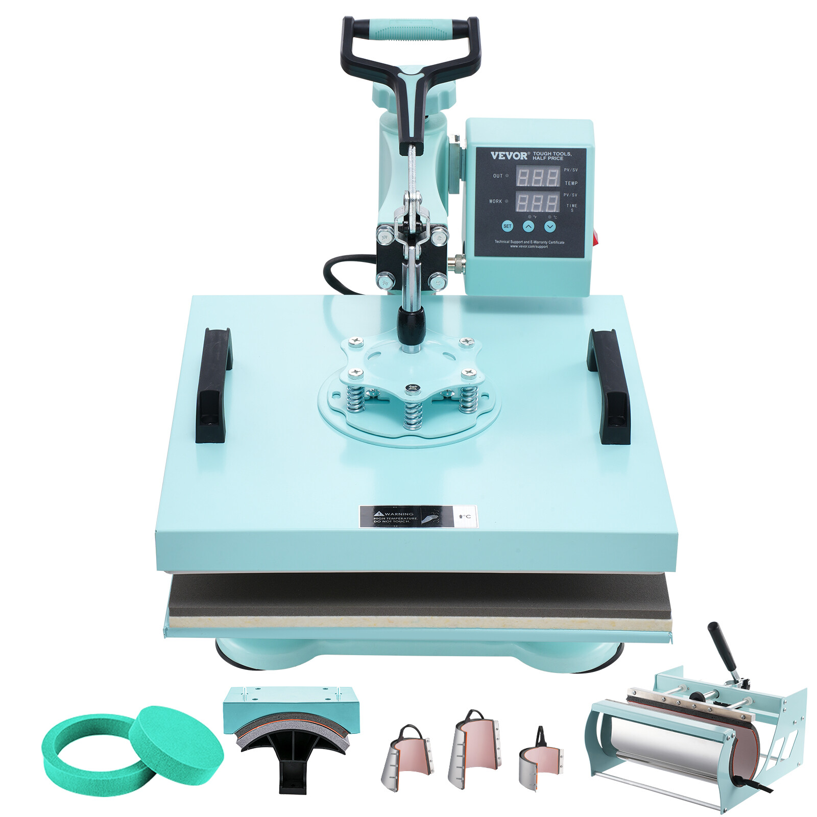 VEVOR Heat Press Machine 15×15 inch with 30oz Tumbler Press T-Shirts Green