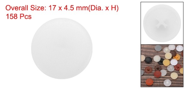 Screw Cap Covers, 158Pcs 17mm – Plastic Self-lock Nut Screw Cap, White