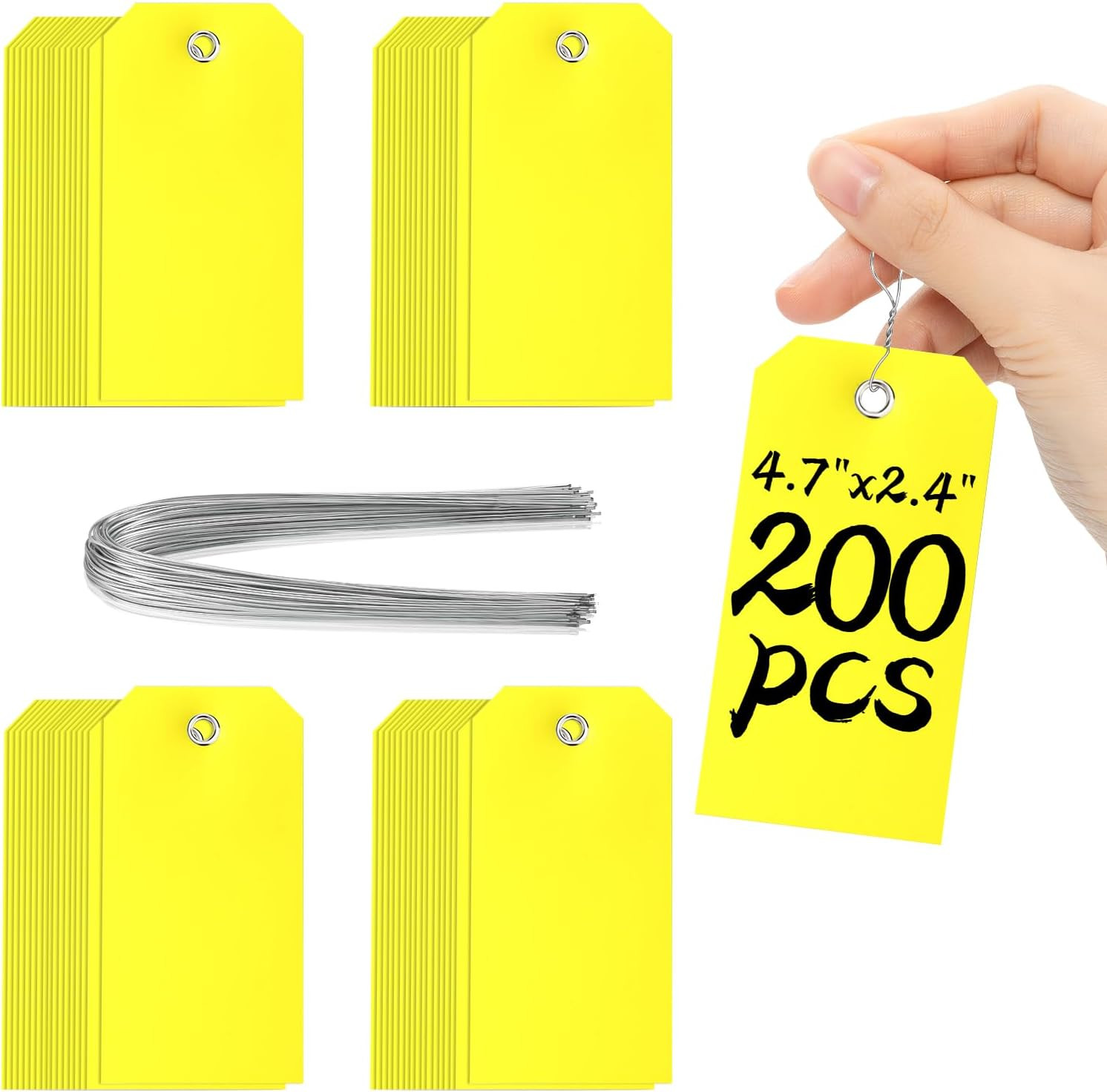 200 Pieces 4 3/4″ X 2 3/8″ Plastic Shipping Tags with Wire Waterproof Tags for L