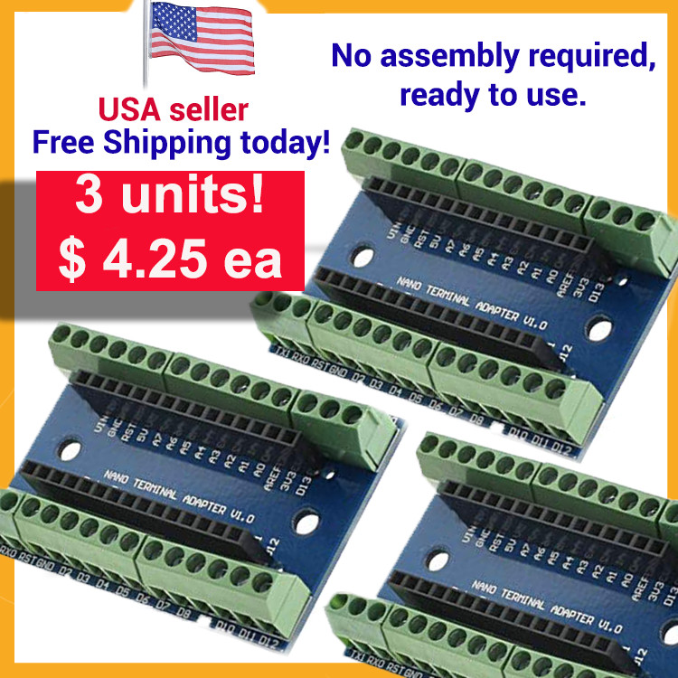 **3 units!** Screw Terminal Shield Breakout Expansion Board for Arduino Nano R3