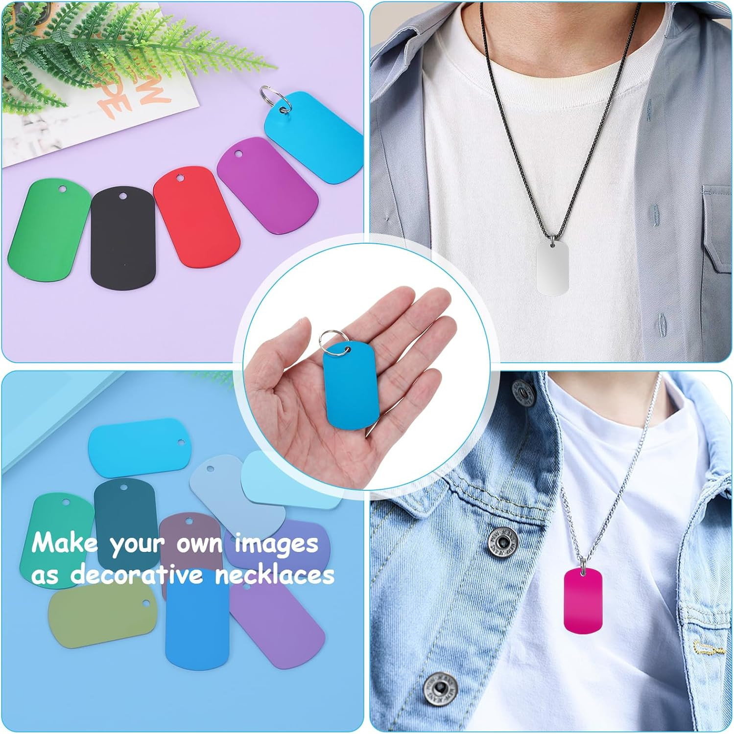 100 Pack Aluminum Dog Tags, Engraving Blank Discs Metal Tag for DIY Decorative C
