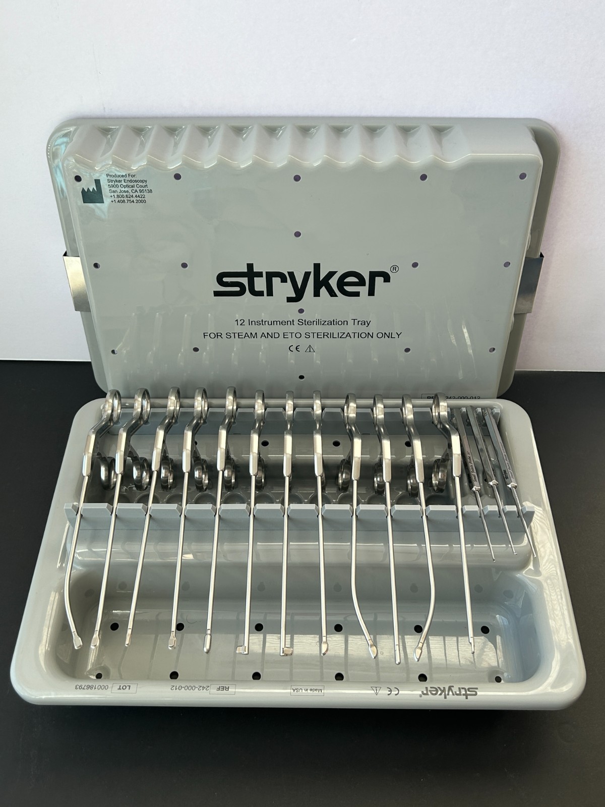 Stryker Conquest Set of 15 Arthroscopic Punches/Graspers/Probe W/ Tray Authentic