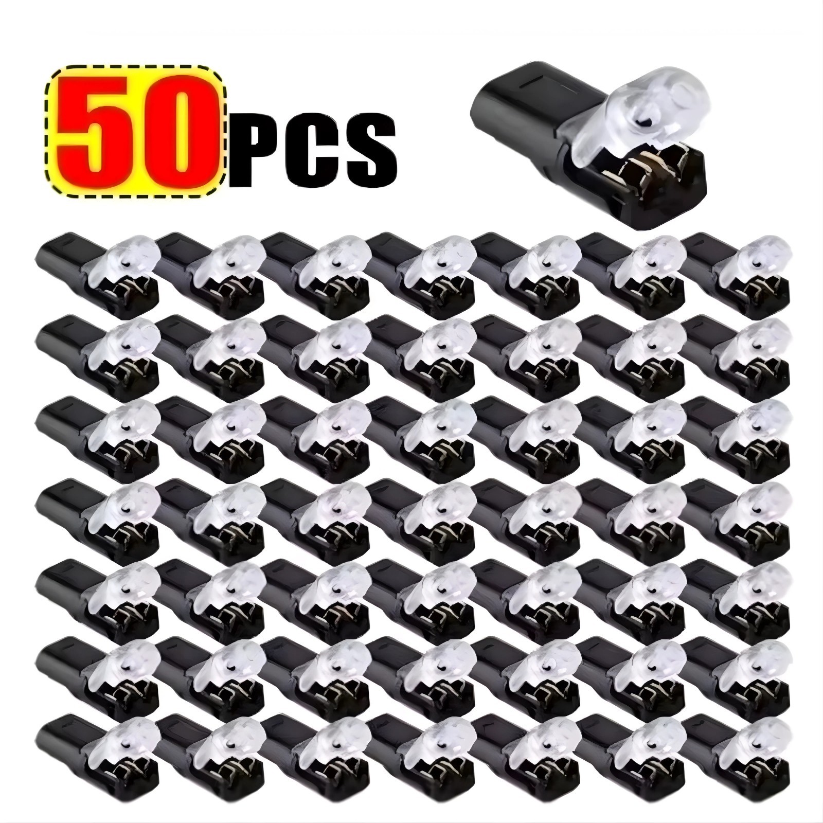 50 pcs Double-Wire Plug-in Connector, Cable Clamp with Locking Buckle, AWG 18-22