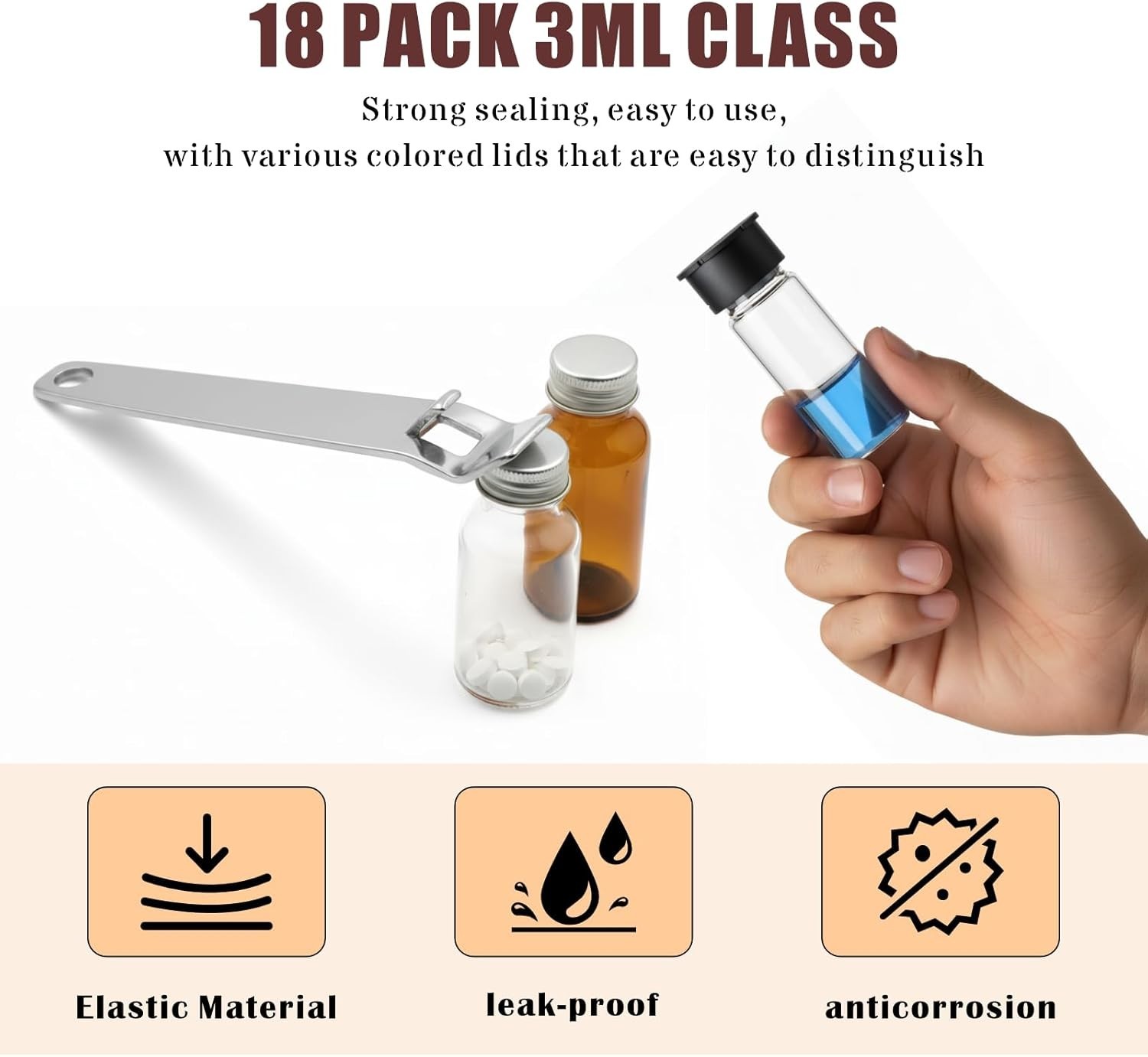 19 Pcs Glass Protective Vial Caps for 3ml Vials, Reusable Leakproof Dust Resi…