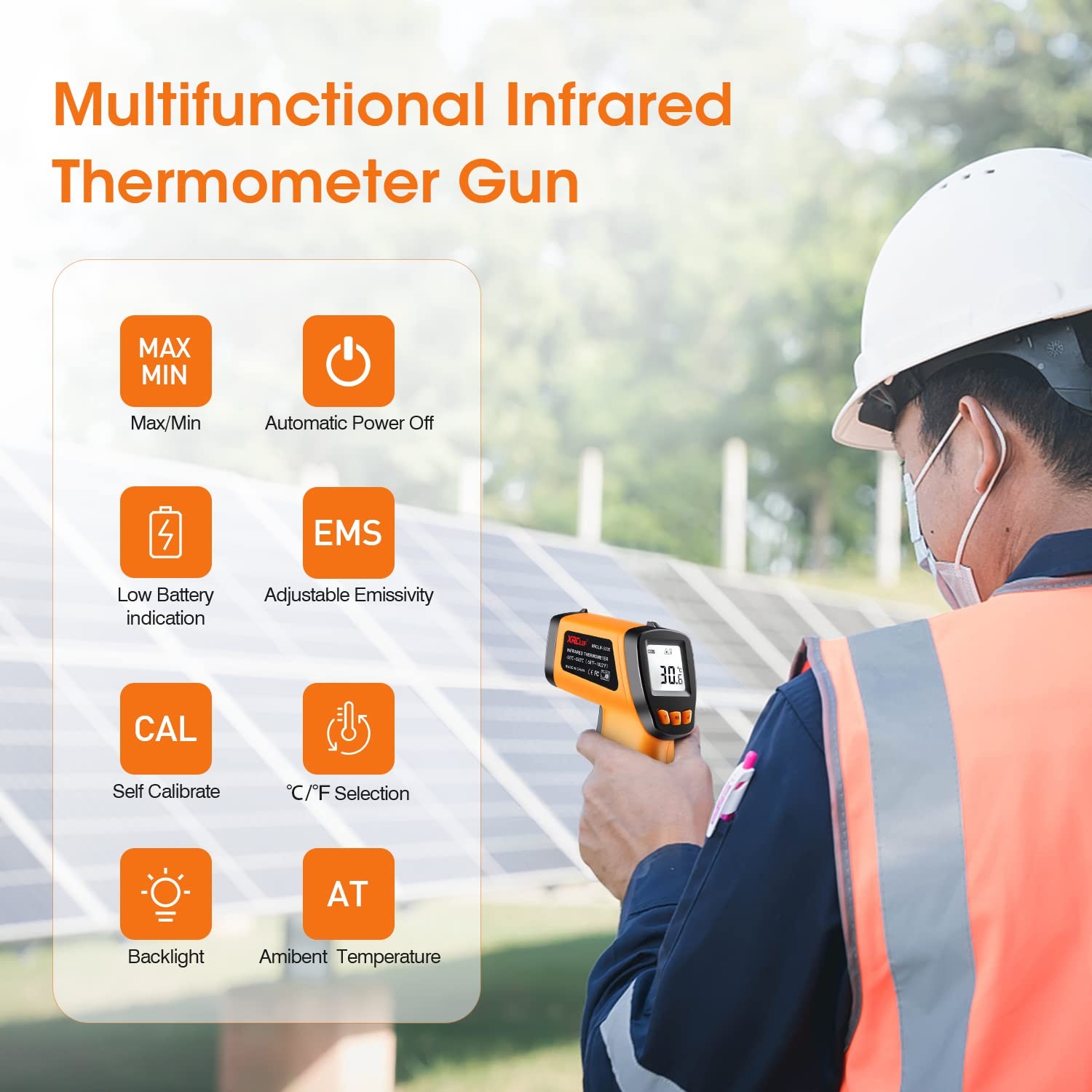 XRCLIF Infrared Thermometer Gun -58°F to 1022°F, 4 Piece Set, -58°F~1022°F