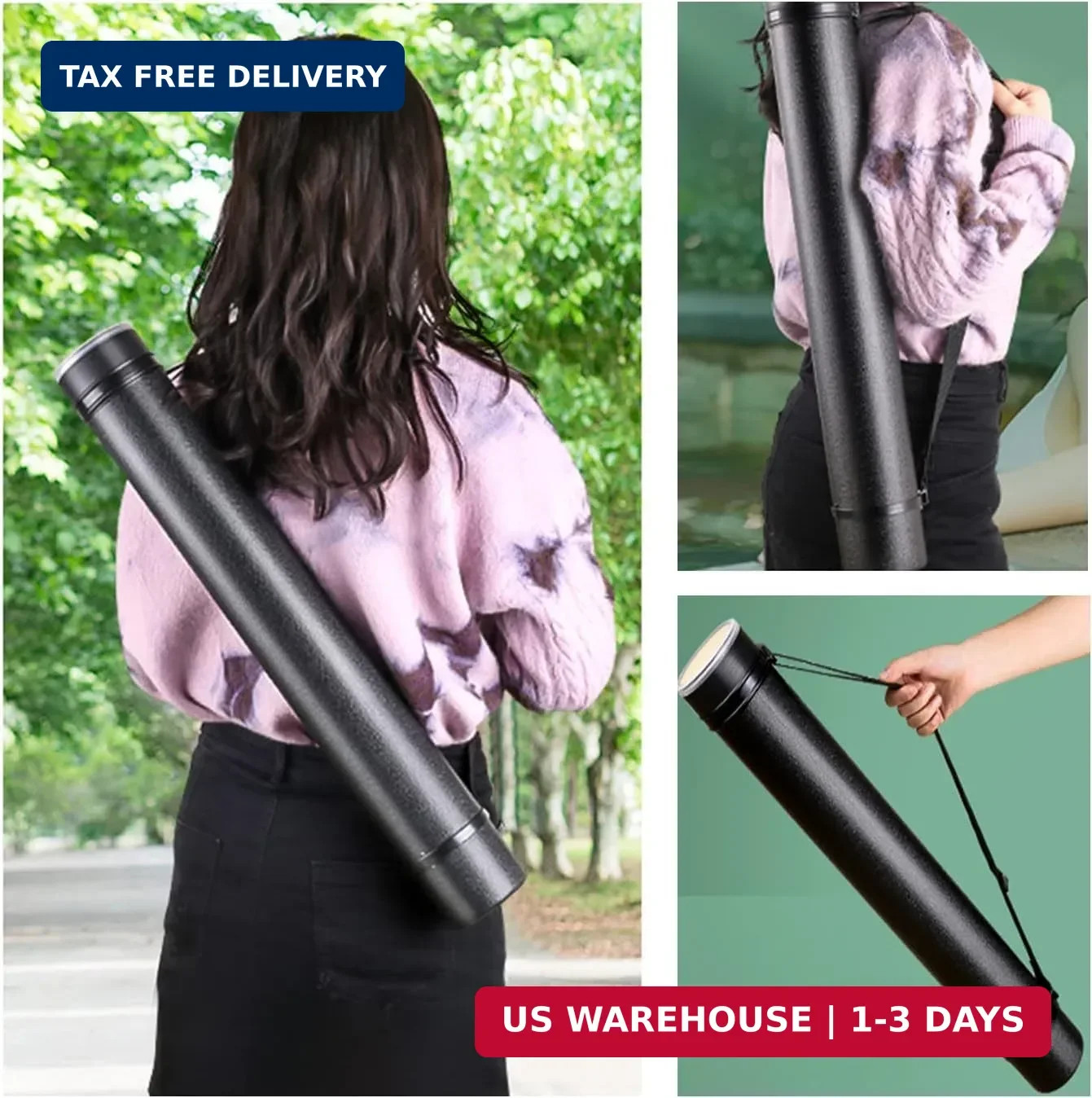 Poster Tube with Strap,2Pack Expandable Poster Storage Tubes Expand from 24.5″ t