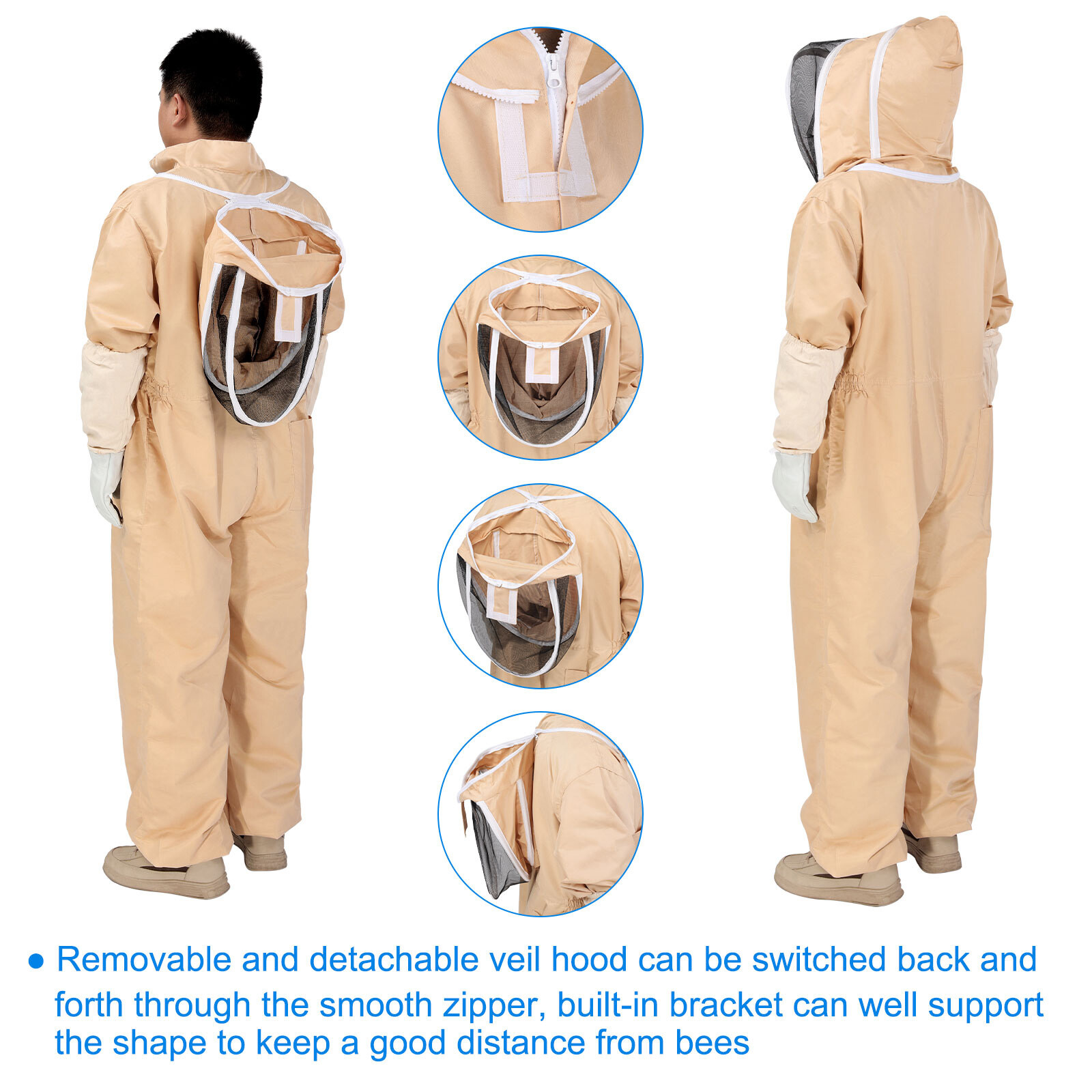 Bee Suit for Men Women L XL XXL Beekeeping Suit with Glove and Veil Hood