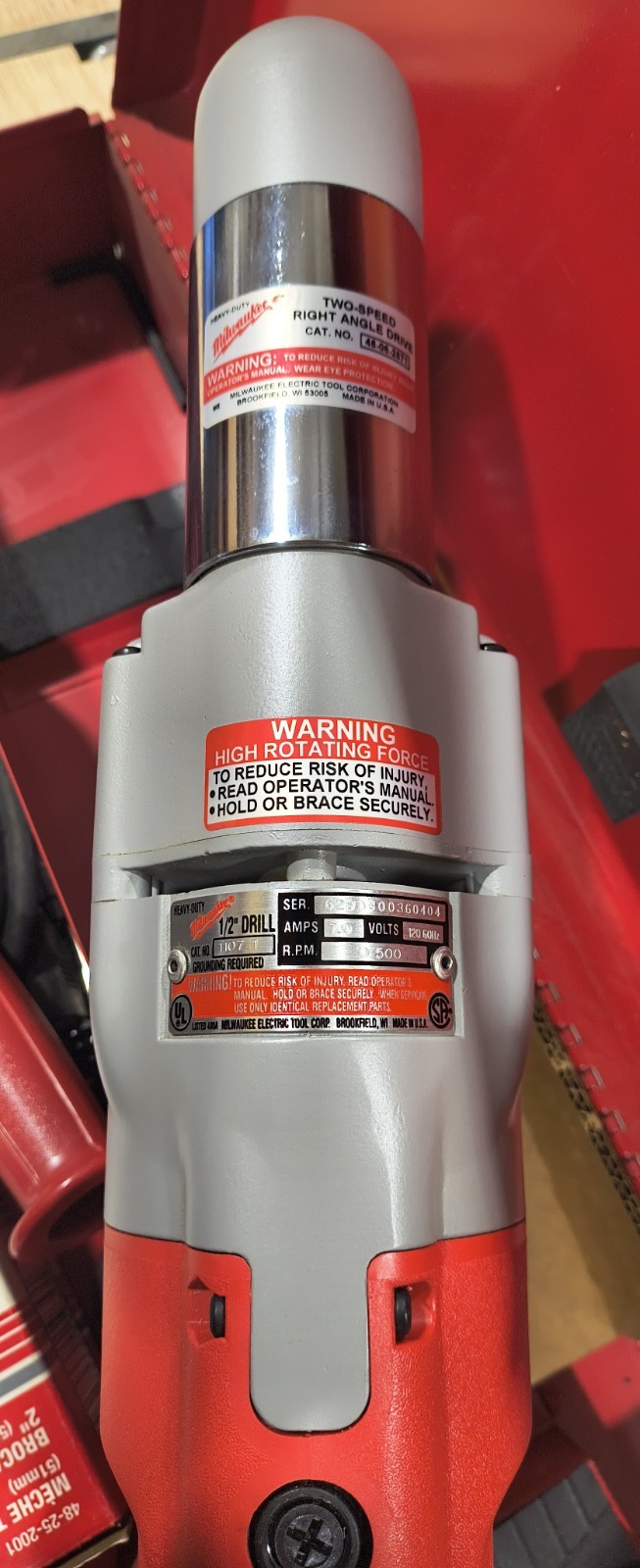 Milwaukee 1107-1 Heavy-Duty Right-Angle Drill with D-Handle, 1/2″ 500 RPM