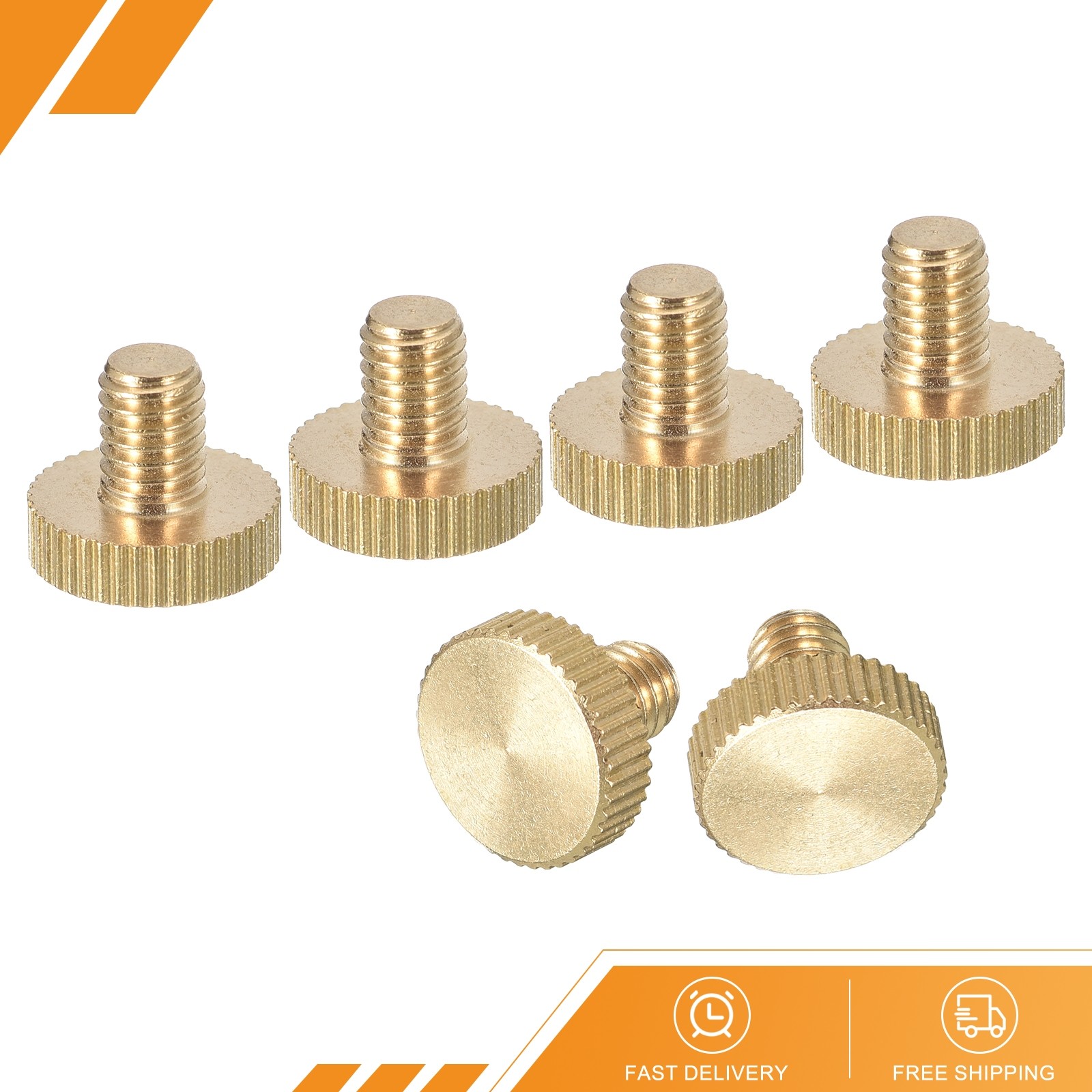6pack M6x8mm Knurled Thumb Screws Flat Knurled Head Brass Thumb Screws Bolts