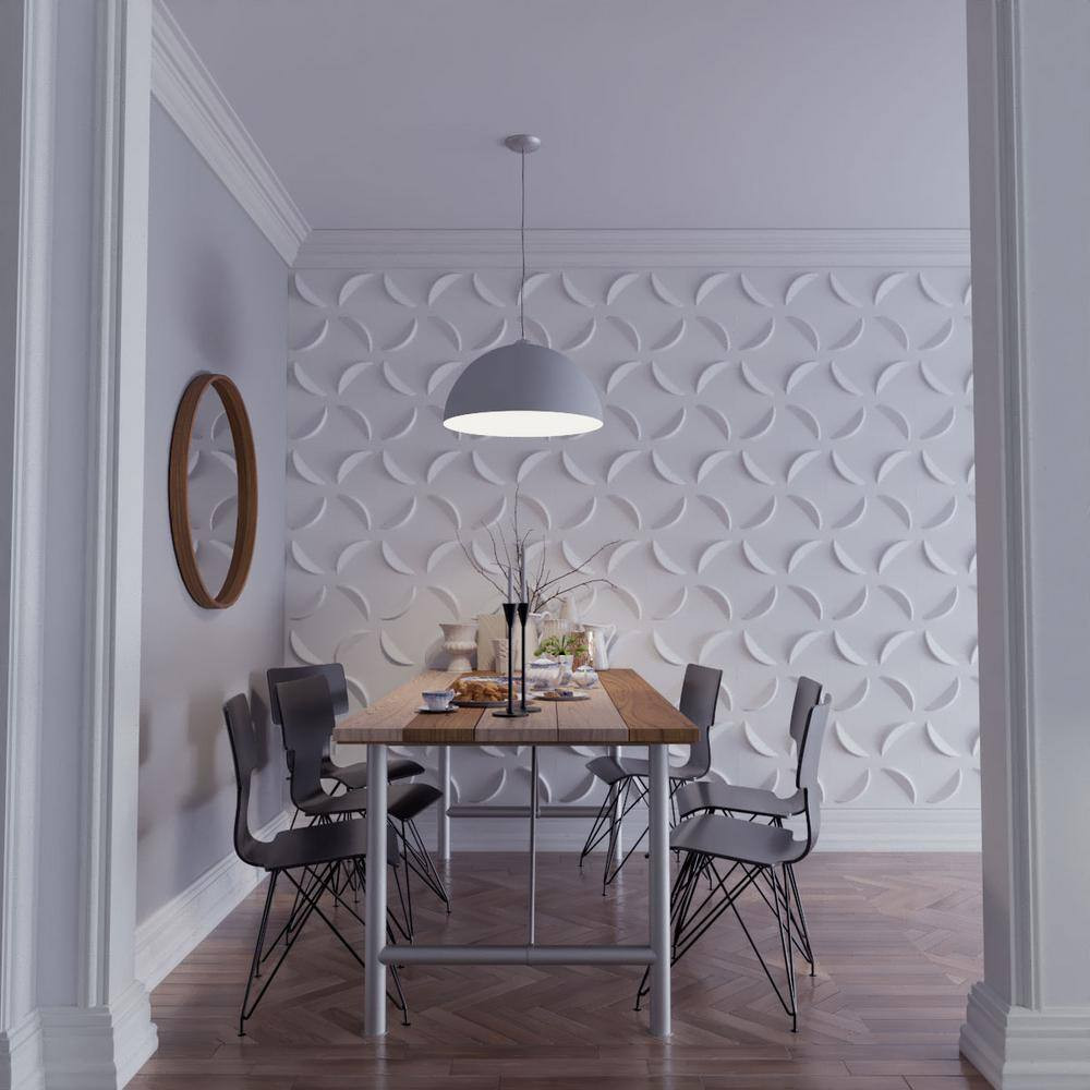 Pinwheel White 1 In. X 1-3/5 Ft. X 1-3/5 Ft. White PVC Decorative Wall Paneling