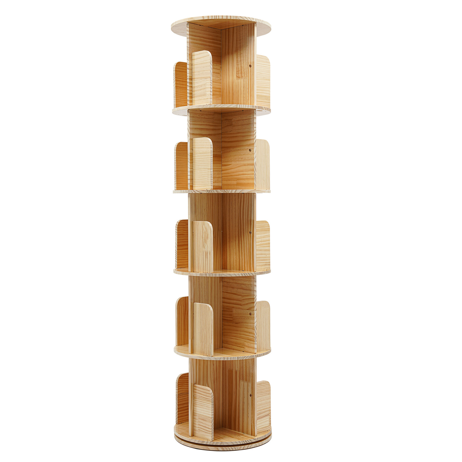 5 Tier Floor Standing Bookcase 360° Rotating Bookcase Floor Standing Bookshelf
