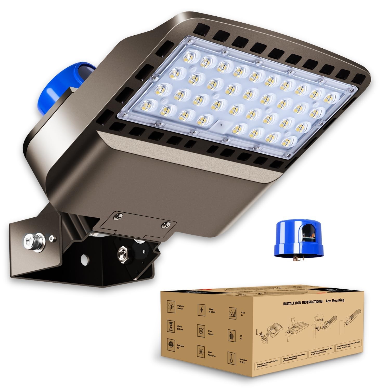 150W LED Parking lot Light, 22500LM 5000K Dusk to Dawn Wall Mount | 600W Equi…