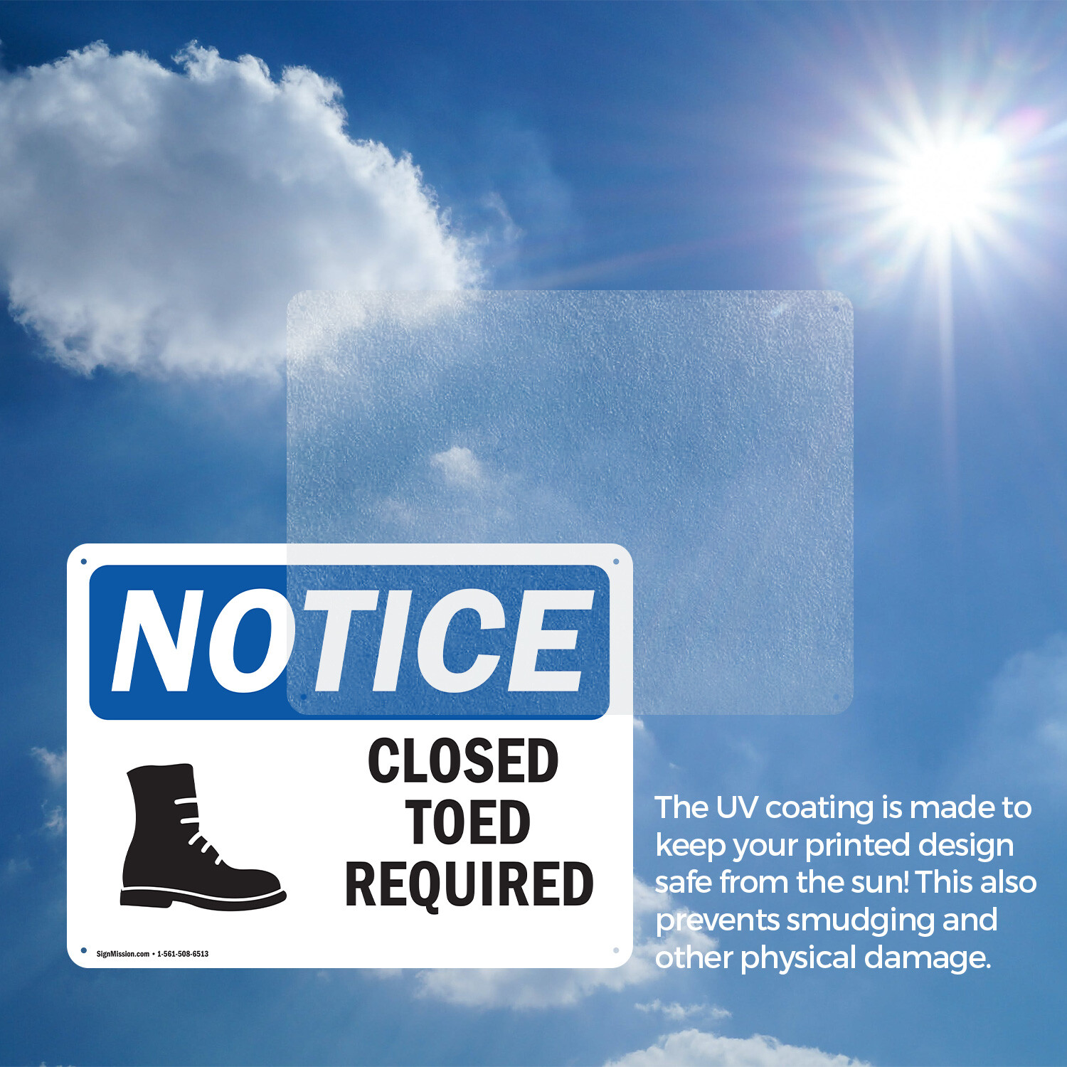(2 Pack) Closed Toed Shoes Required OSHA Notice Sign Decal Metal Plastic