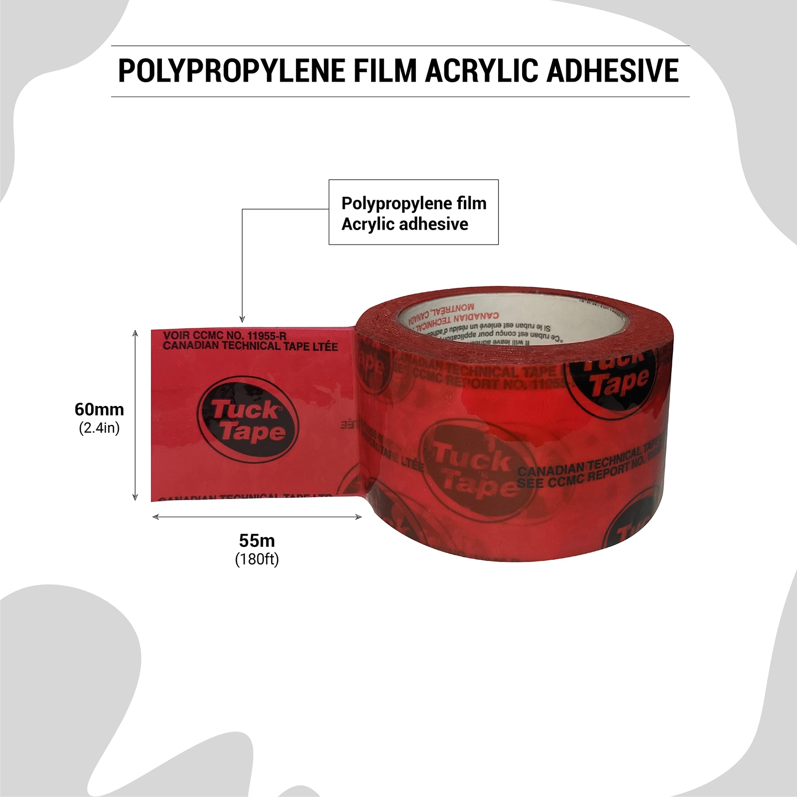 Red Adhesive Tape 2.4 In x 180 Ft UV Resistant Insulation Sheathing Sealing Tape