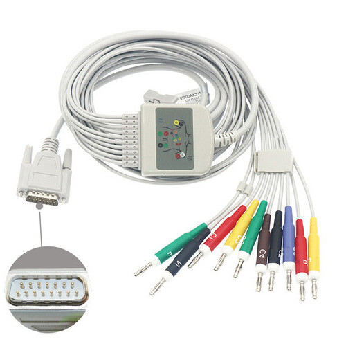 Fit For Nihon Kohden 10leads ECG EKG Cable banana 4.0 15pin Connector