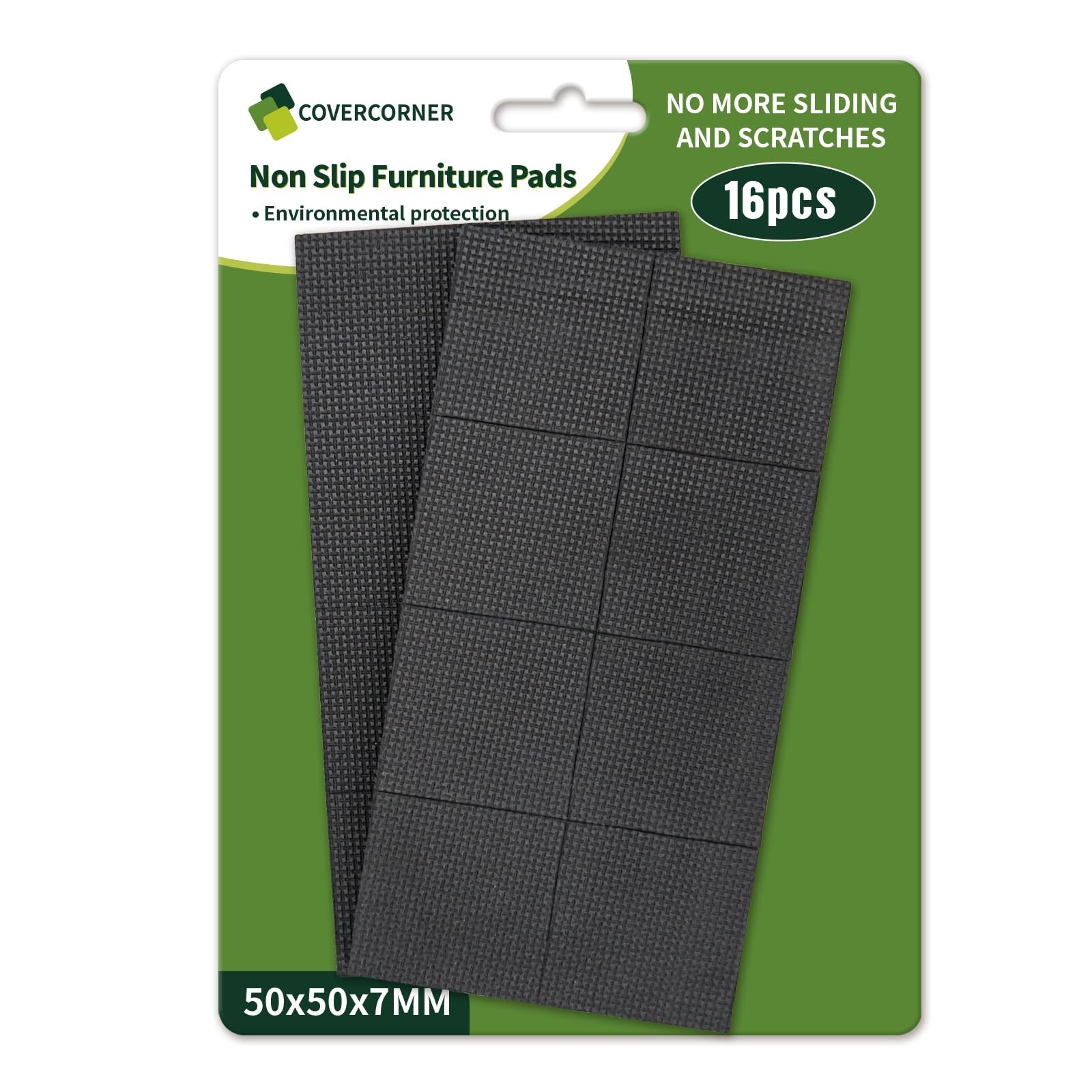 COVERCORNER Non Slip Furniture Pads Square 2 inch 16PACK, Round 2 Inch 16pack