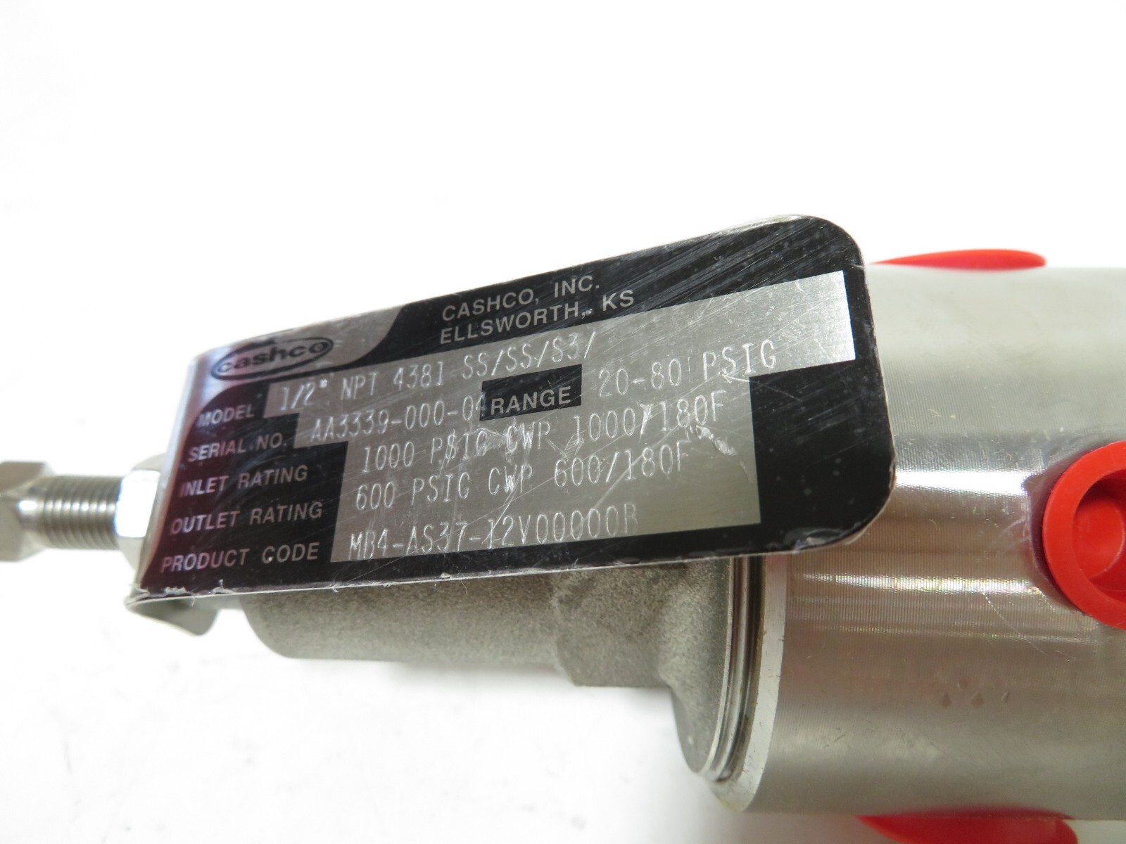 1/2″ Cashco 4381 SS/SS/S3 20-80PSIG Pressure Reducing Regulator NEW