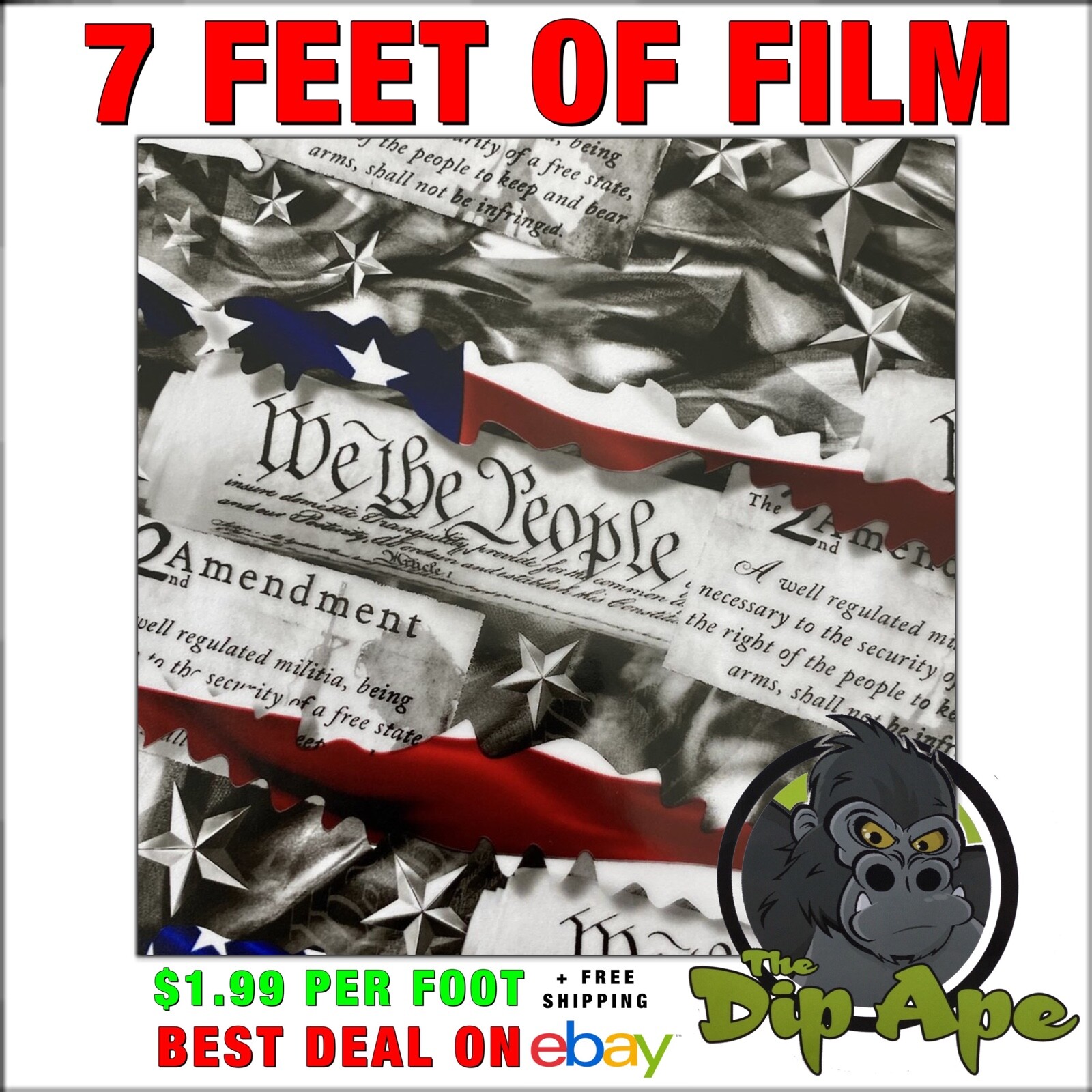 Hydrographic film second amendment hydro dipping 7′ x 20″ hydro dip 2nd