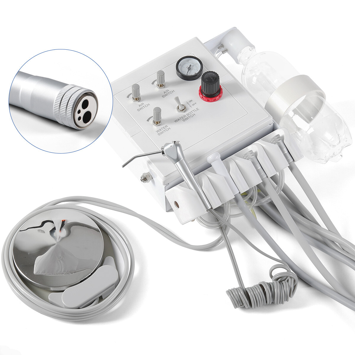 Portable Dental Turbine Unit Weak Suction Work +Air Compressor/Handpiece 2/4Hole