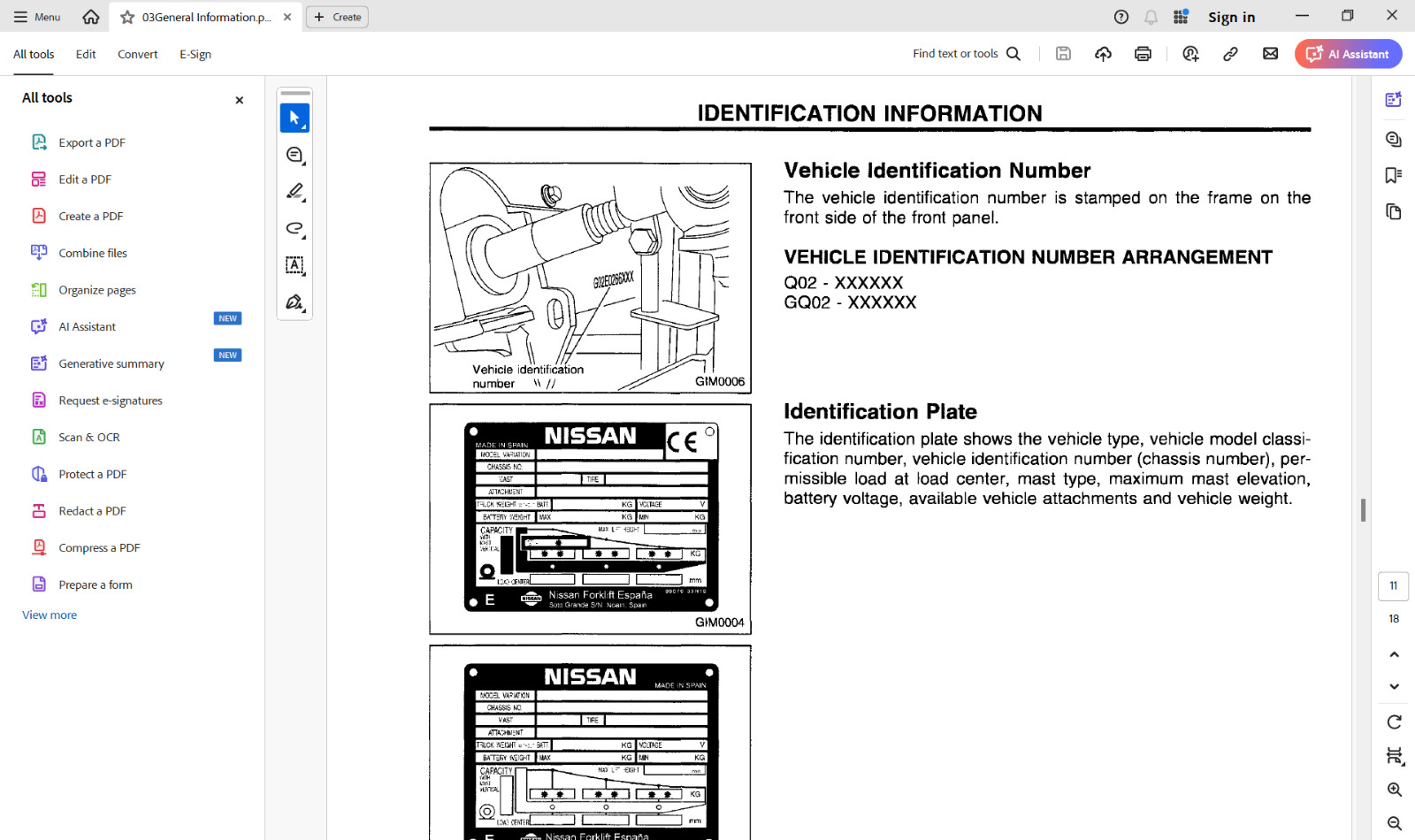 NISSAN FORKLIFT Service Manuals-Parts Manuals on a USB Flash Drive.