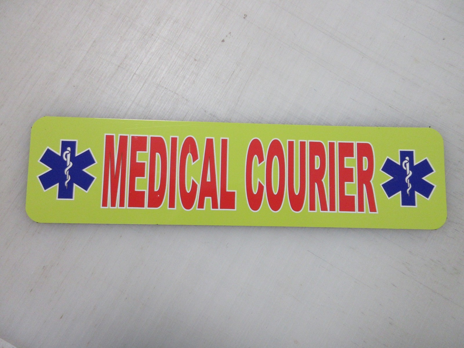 Medical Courier Yellow & Red Blue Vehicle Magnetic Sign 3″x12″ Car Truck Van SUV