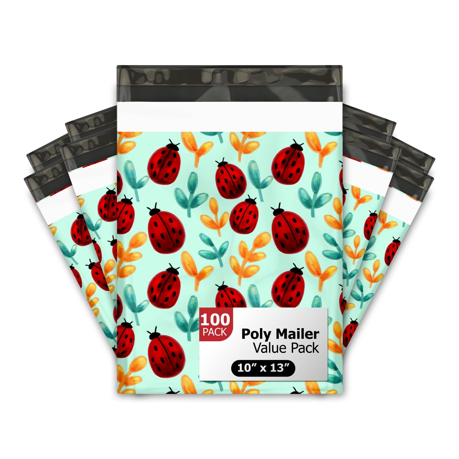 10×13 (100) Ladybug Designer Poly Mailers Shipping Envelopes Premium Printed …