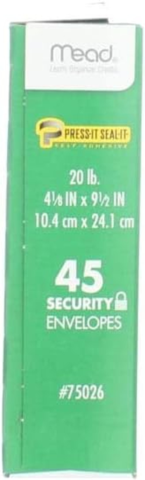 Press-It Seal-It No.10 Security Envelopes, 4.125 X 9.5-Inches, White, 45 Count,